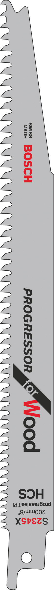 Lot de 2 lames de scie sabre pour bois et agglo BOSCH S2345X, 200 mm