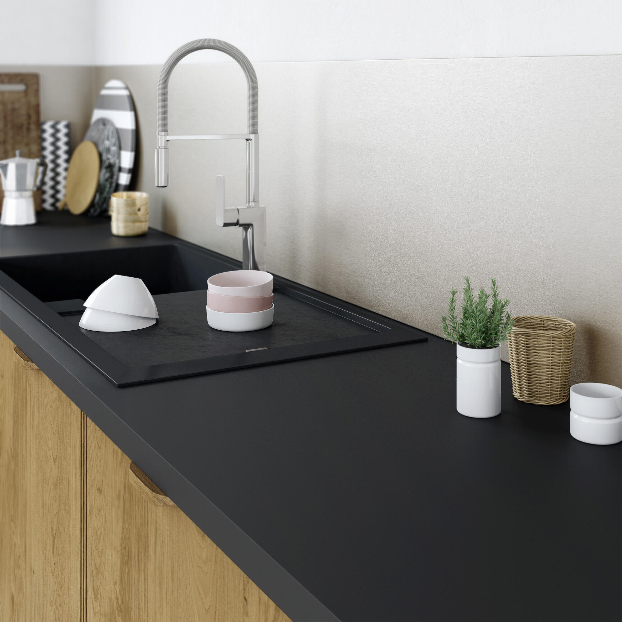 Crédence stratifié Effet inox brossé L.300 x H.64 cm, Ep.9 mm - 5