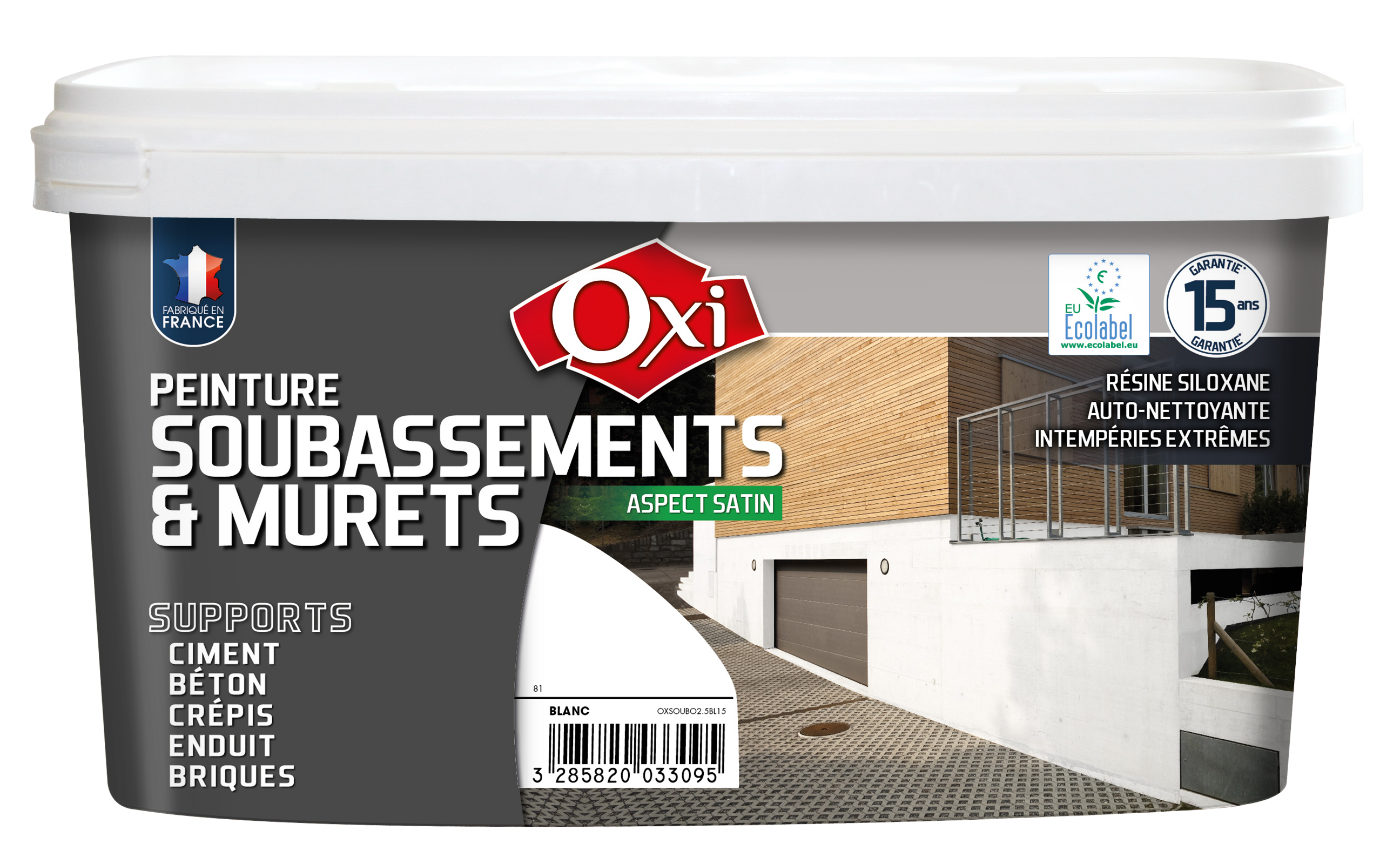 Peinture extérieure façade , OXI gris clair satiné 2.5L - 3