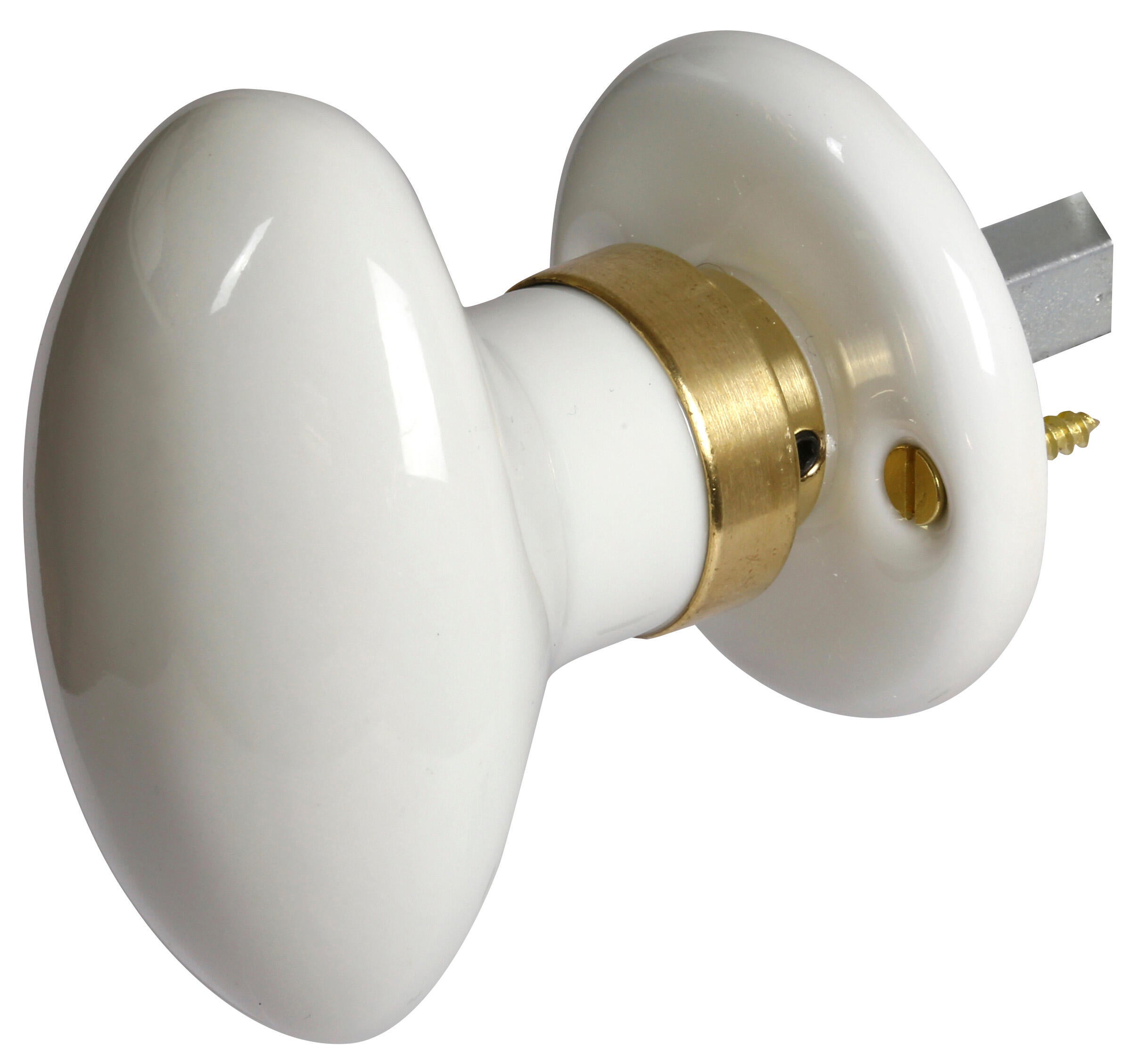 Bouton sur rosace MERIGOUS sans trou porcelaine de limoges blanc/laiton D5 - 4