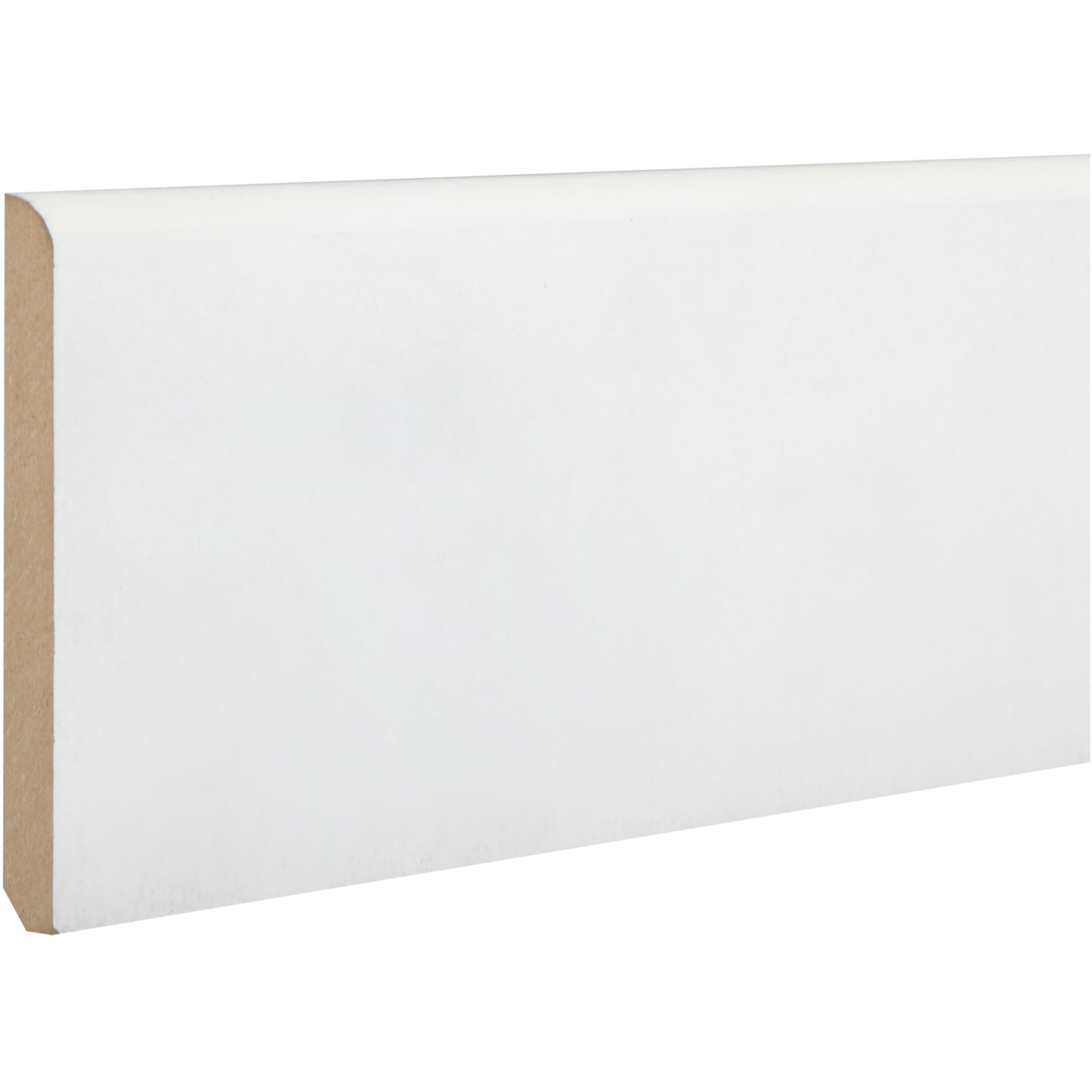 Plinthe médium (MDF) arrondie prépeint blanc, 14 x 80 mm, L.2.44 m - 2