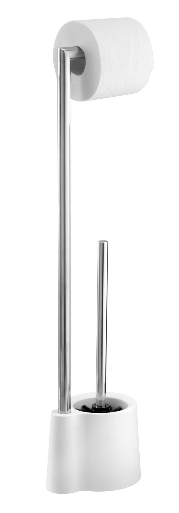 Suporte de piaçaba e porta-rolos branco e cromado Wenko Avola - 6