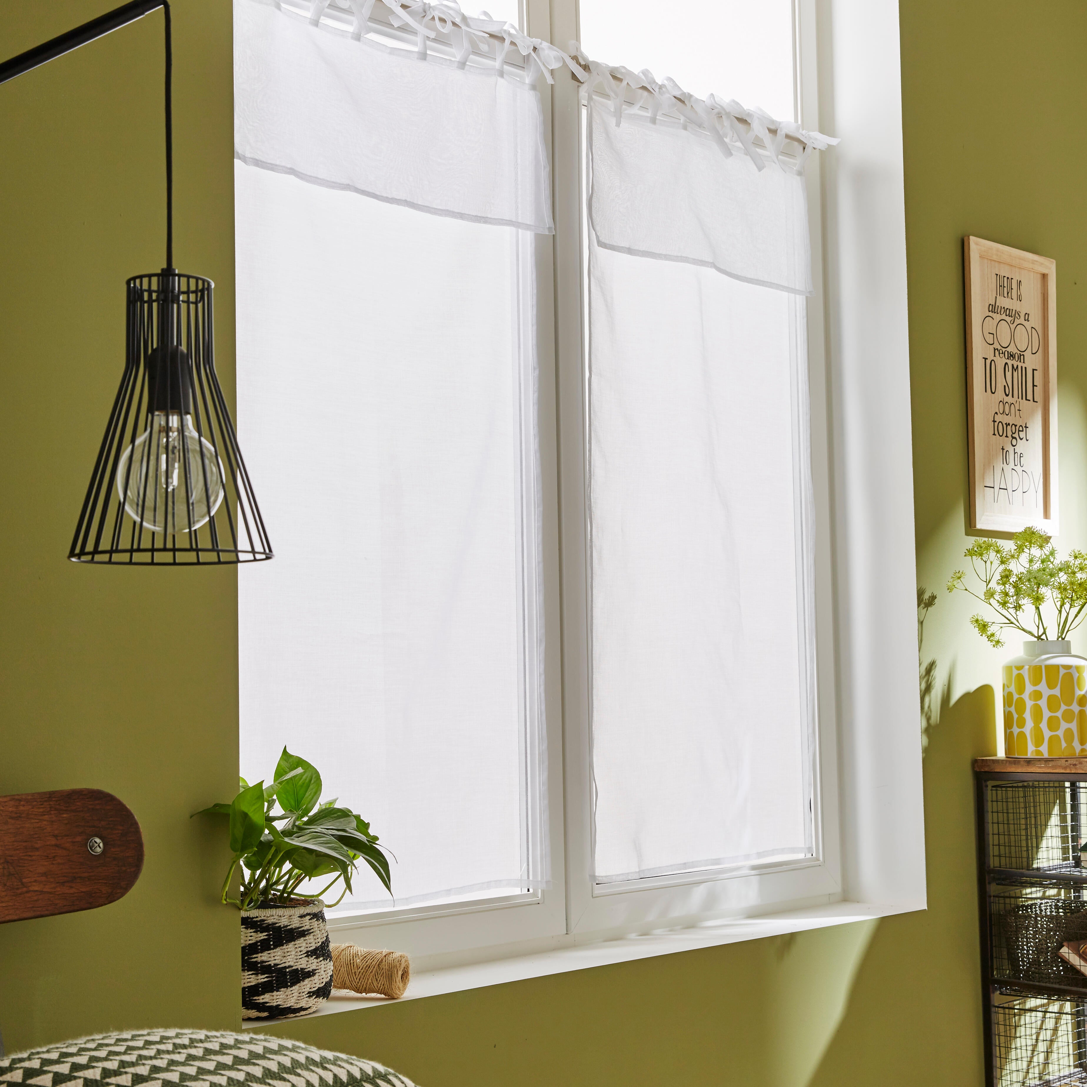 Vitrage tamisant, Nouettes, blanc H.120 x l.60 cm - 2
