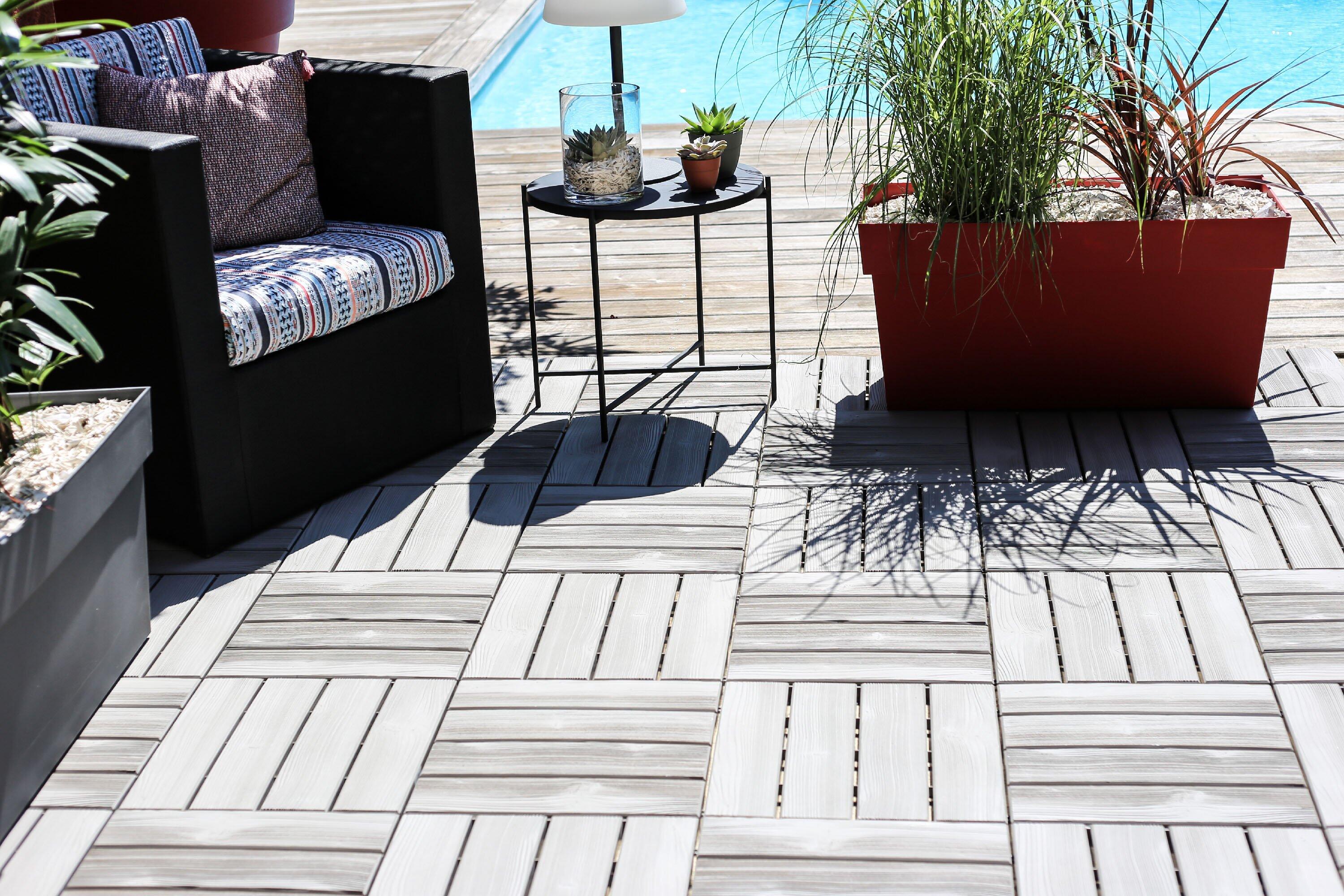 Dalle clipsable polypropylène Easy, brun taupe n°3, L.38 x l.38 cm x Ep.25 mm - 2