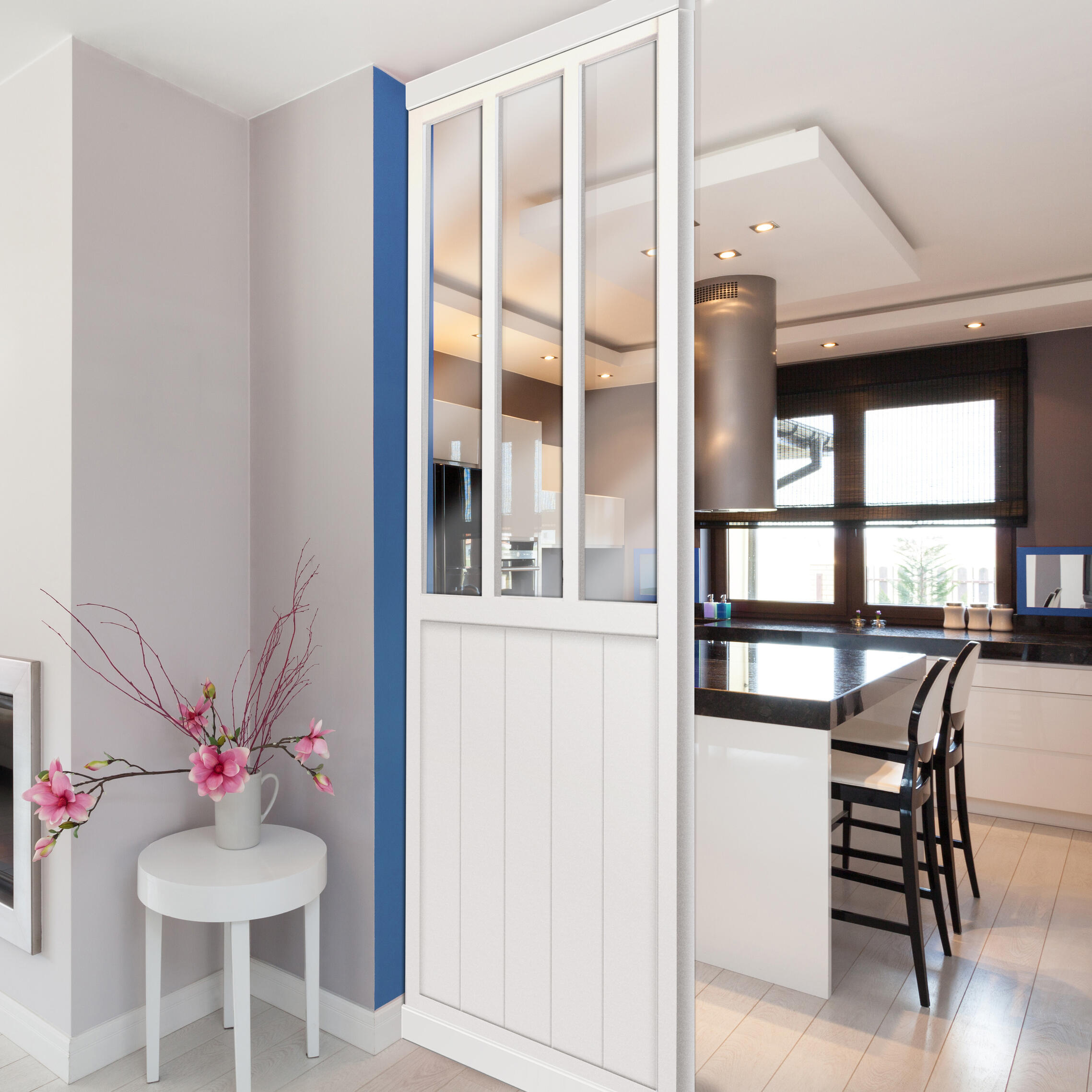 Cloison amovible Atelier mdf revêtu blanc effet métal l.80 x H.250 x P.4cm - 3