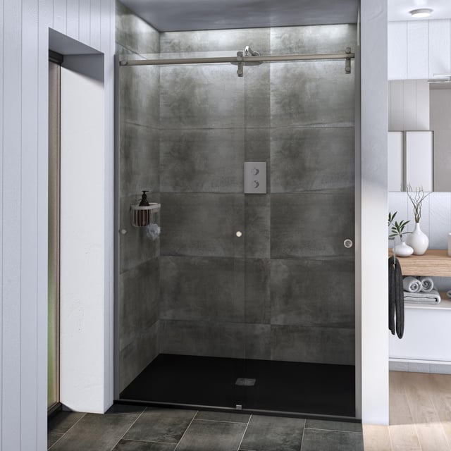 Pack de douche receveur kioto2 noir 90X140cm + paroi Ellipse2 transparent chromé