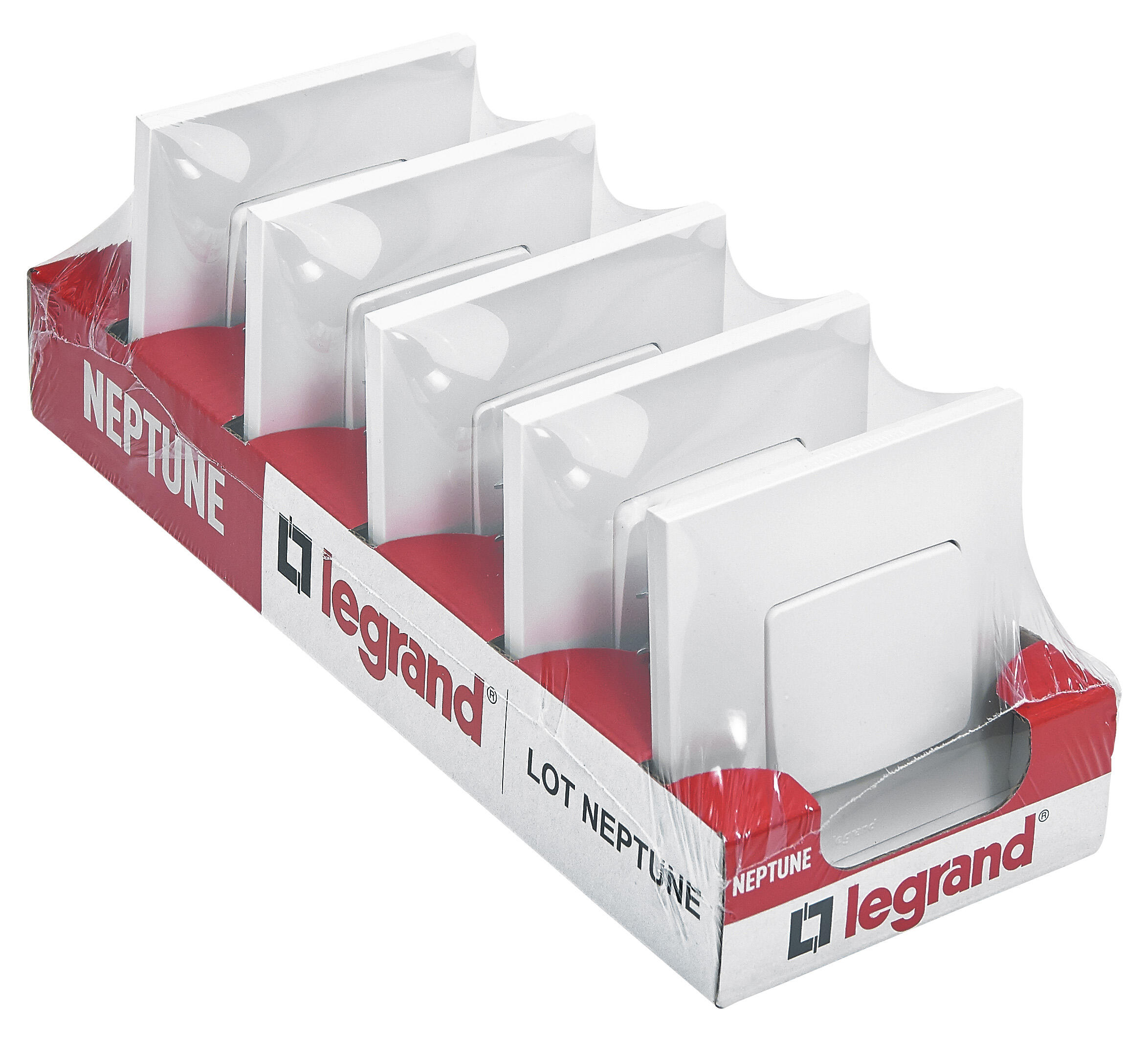 Lot de 5 interrupteurs va-et-vient complet, LEGRAND Neptune, blanc - 2