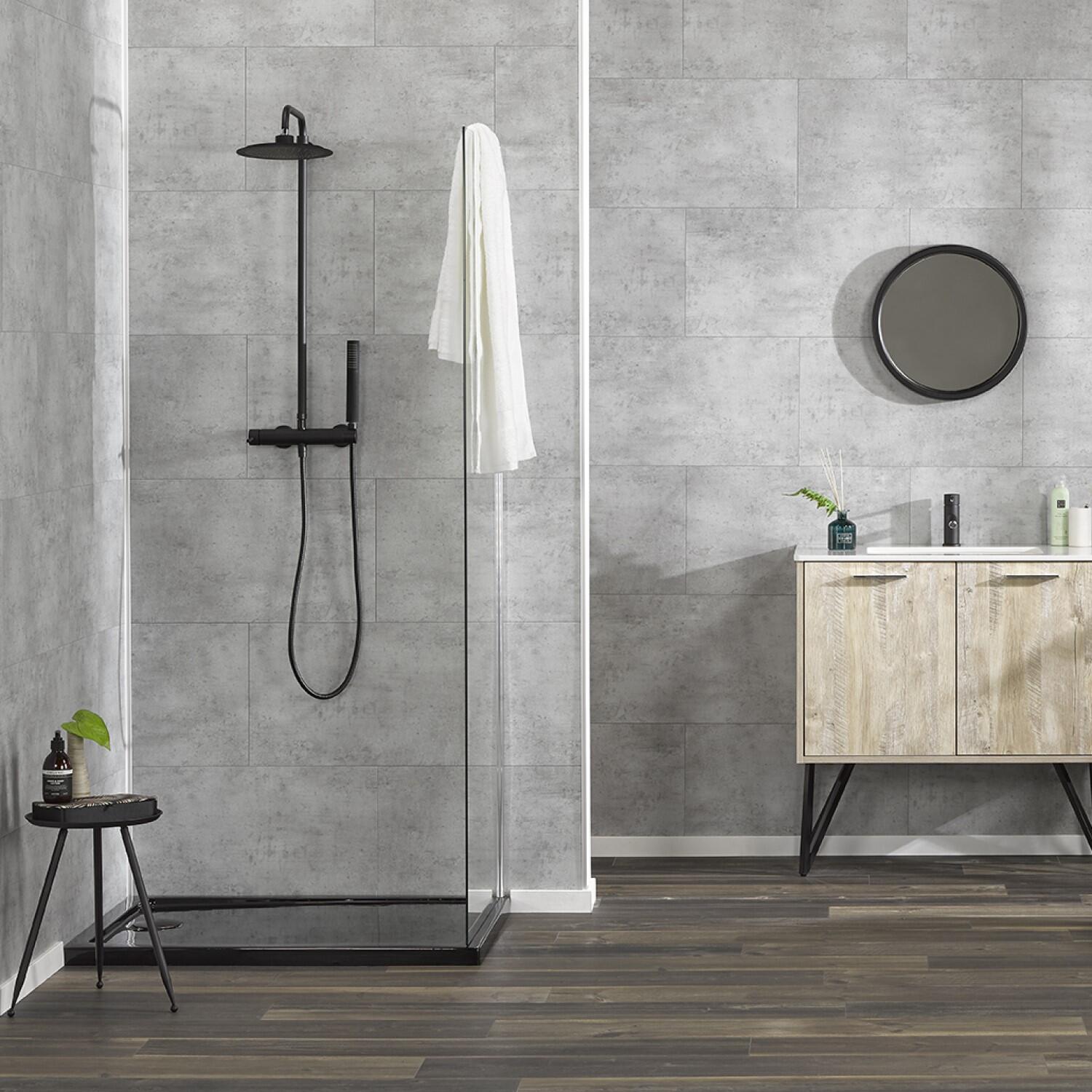 Dalle murale PVC Grise blanche Chicago DUMAWALL, L.90 x l.50 cm x Ep.5 mm - 2