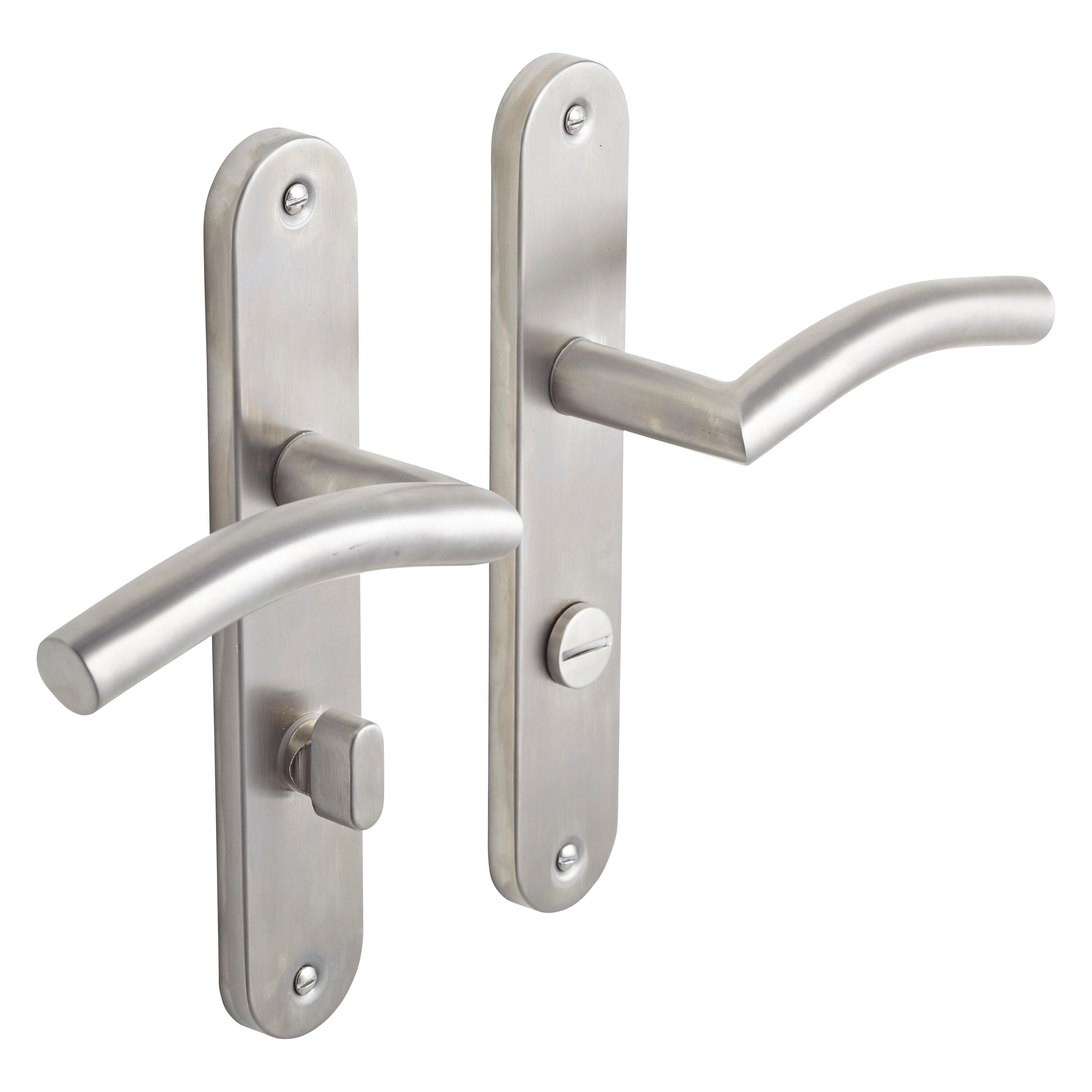 2 poignées sur plaque à condamnation Margaud acier inox brillant, entraxe 195 mm - 2