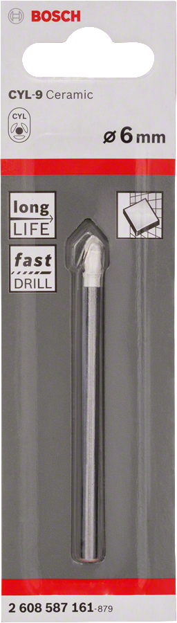Punta per vetro e piastrelle morbide codolo cilindrico BOSCH CYL-9 SoftCeramic  L 80 mm ø 6 mm - 7