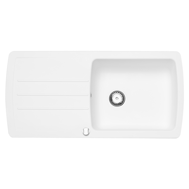 Evier à encastrer 1 grand bac avec égouttoir, Résine, ZEN Blanc