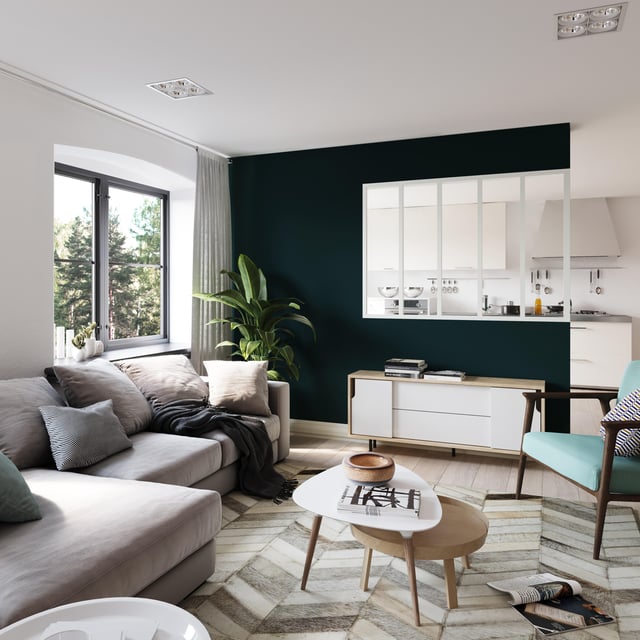 Verrière Atelier en alu blanc mat 5 vitrages transparents inclus, H.108xl.153cm