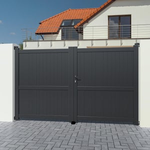 Portail battant aluminium Matisse gris anthracite GARDENGATE, l.300 x H.179.6 cm