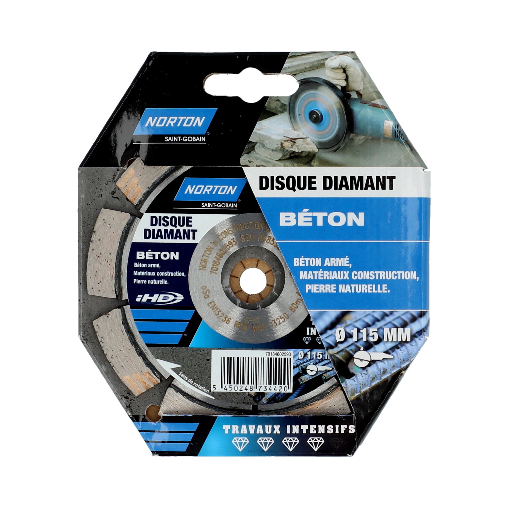 Disque diamant intensif segmenté pour matériaux de construction NORTON,Diam115mm - 4