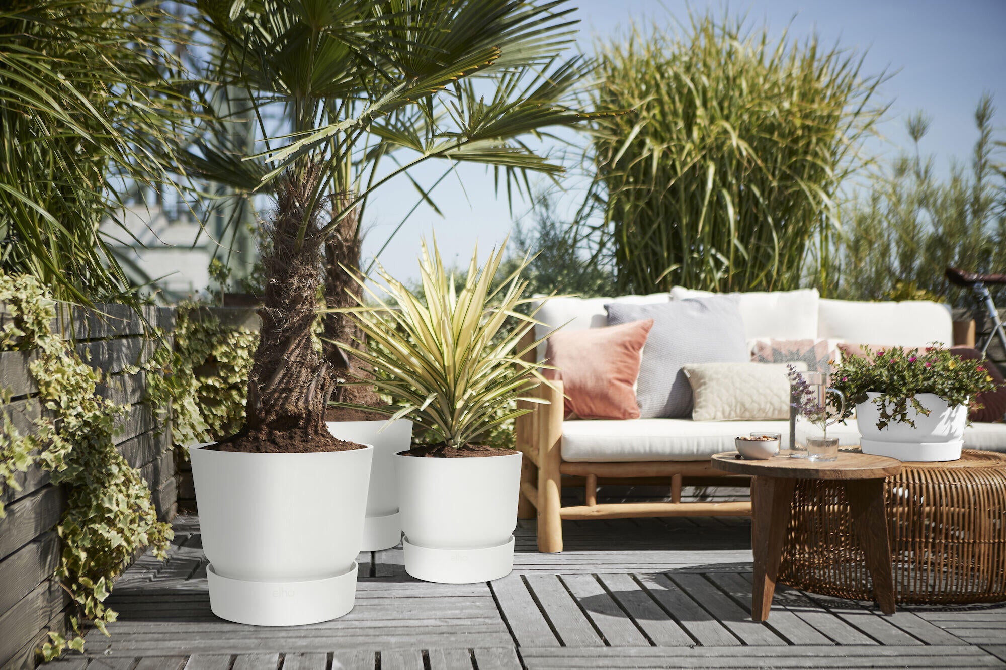 Pot polypropylène ELHO Greenville, Diam.47 x H.44.1 cm, blanc - 7