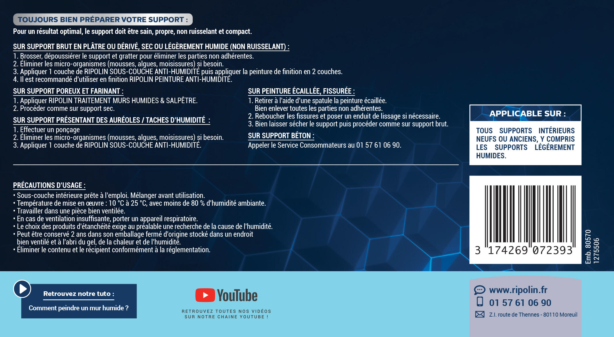 Sous-couche anti-humidité blanc RIPOLIN blanc 2.5 l - 3