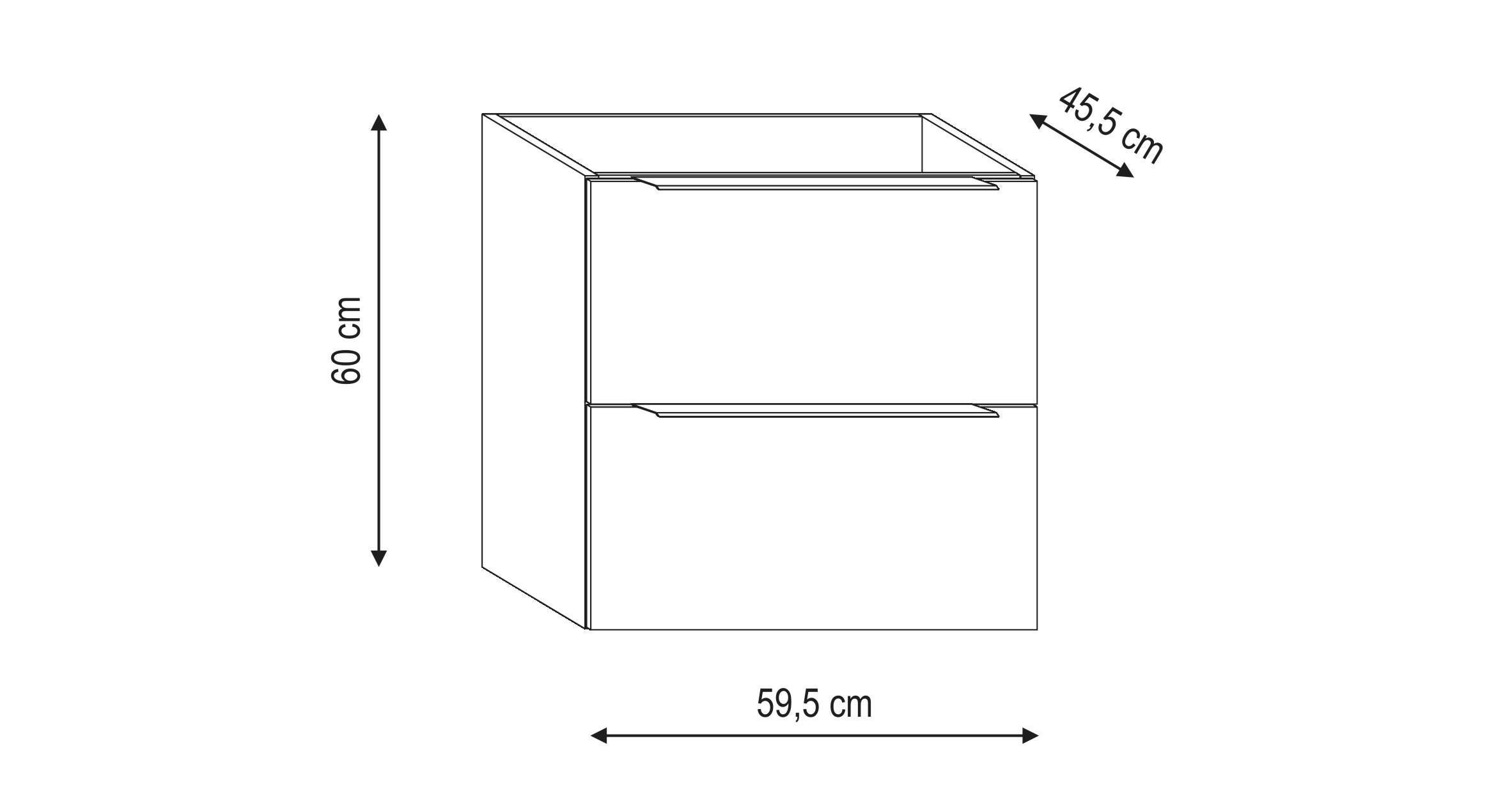 Estensione per mobile da bagno Brera 2 cassetti laccato lucido bianco L 59.5 x H 60 x P 45.5 cm - 2