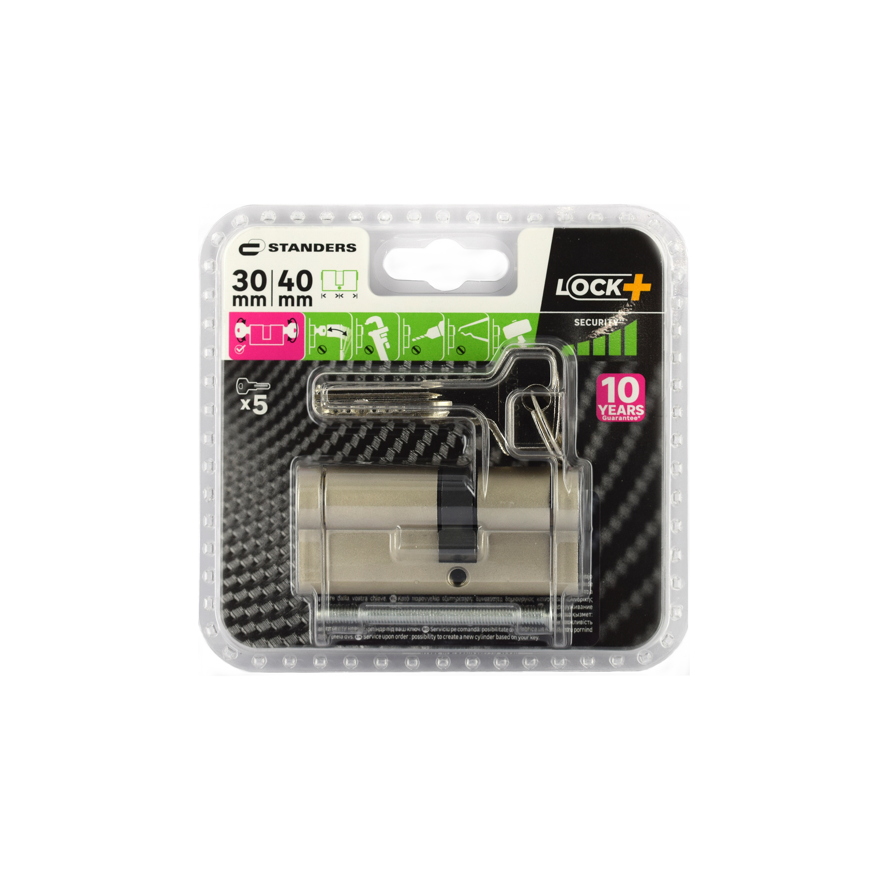 Cylindre de serrure STANDERS Lock+ débrayable L.30 + 40mm 5 clés - 11