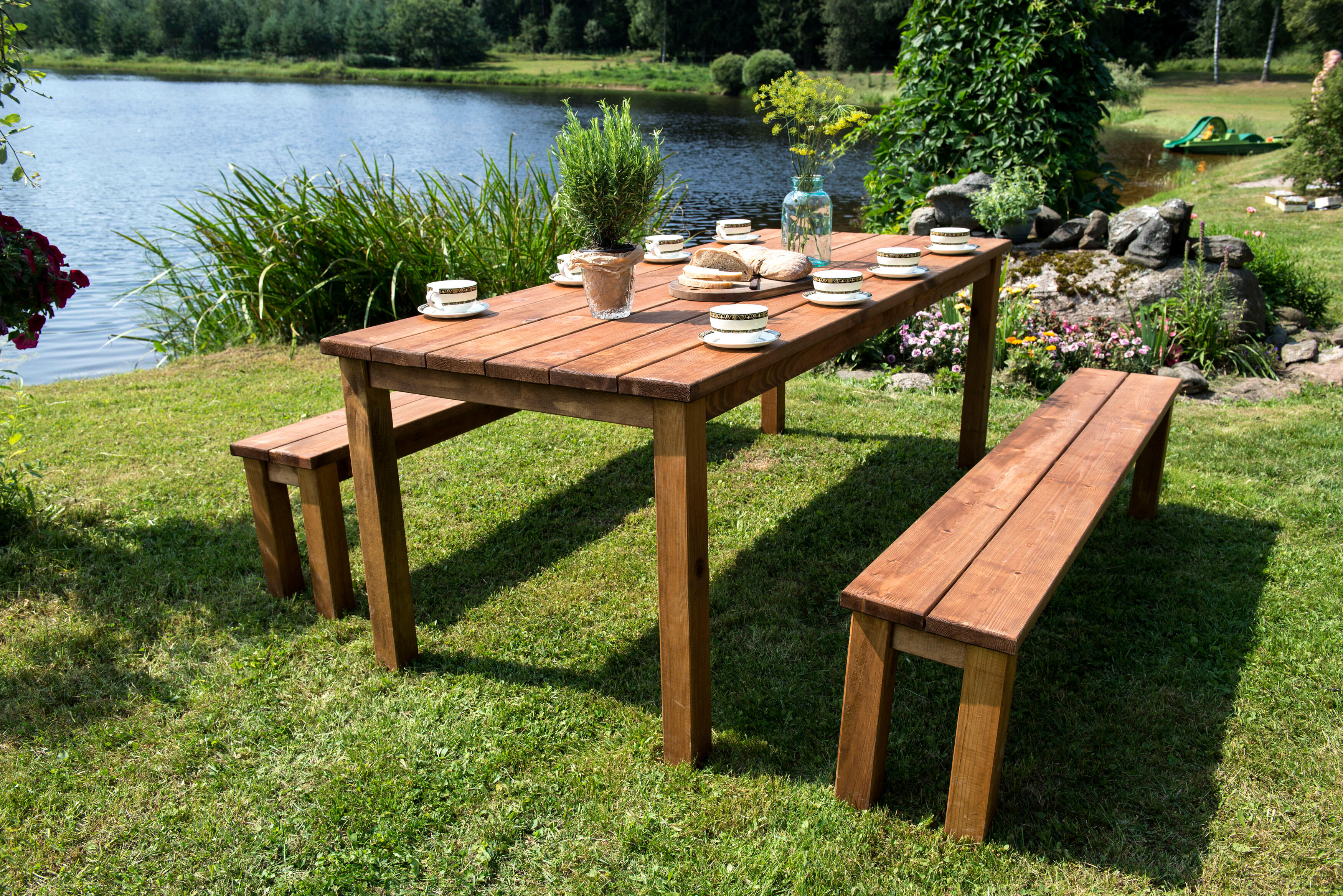 Ensemble pic-nic en bois, 8 personnes