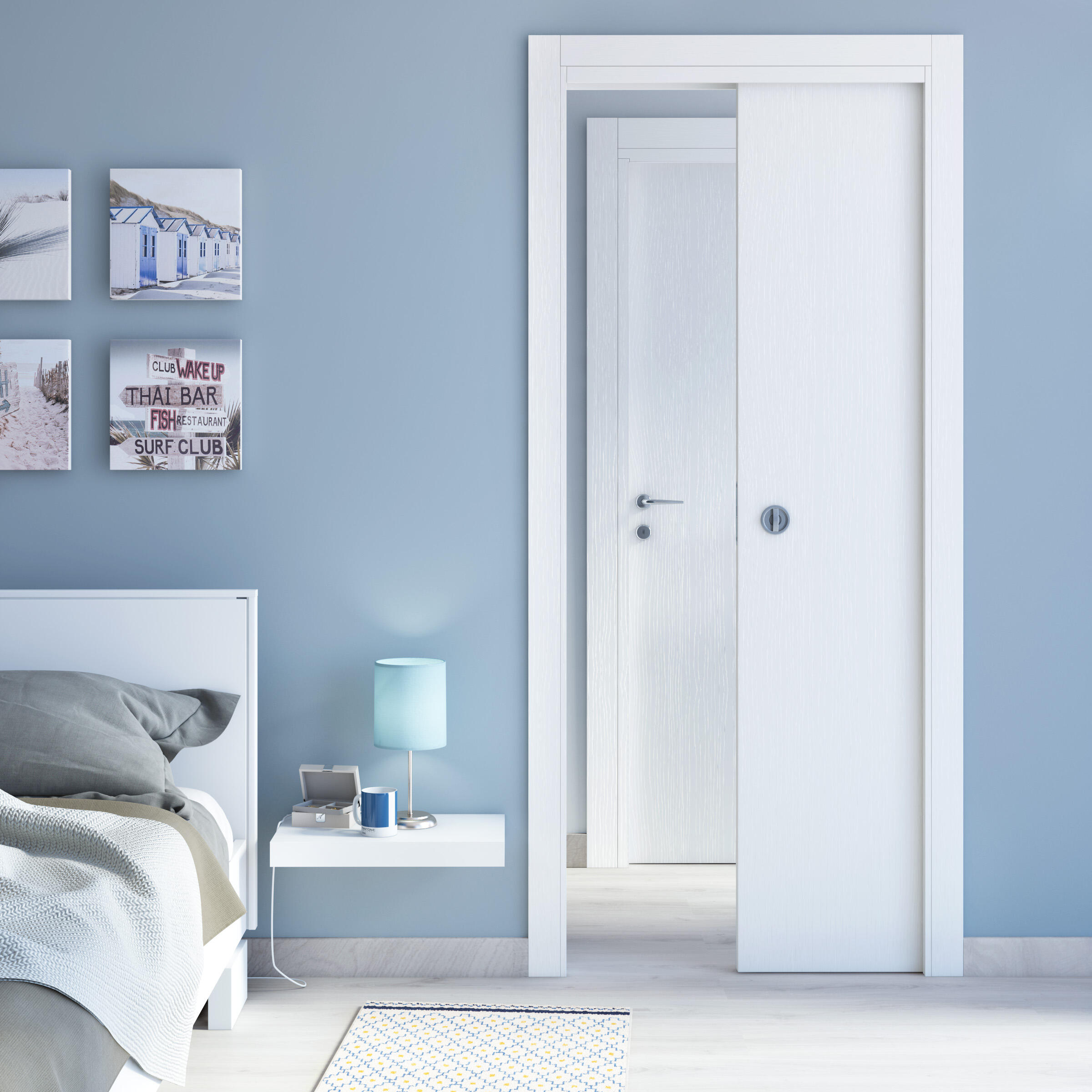Porta interna a battente in MDF L 70 x H 210 cm, bianca, apertura reversibile RENOIR - 2