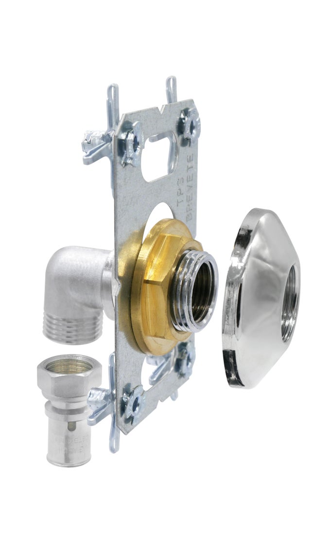 Kit fixation robinetterie douche/bain à sertir laiton D.16 pour tube multicouche