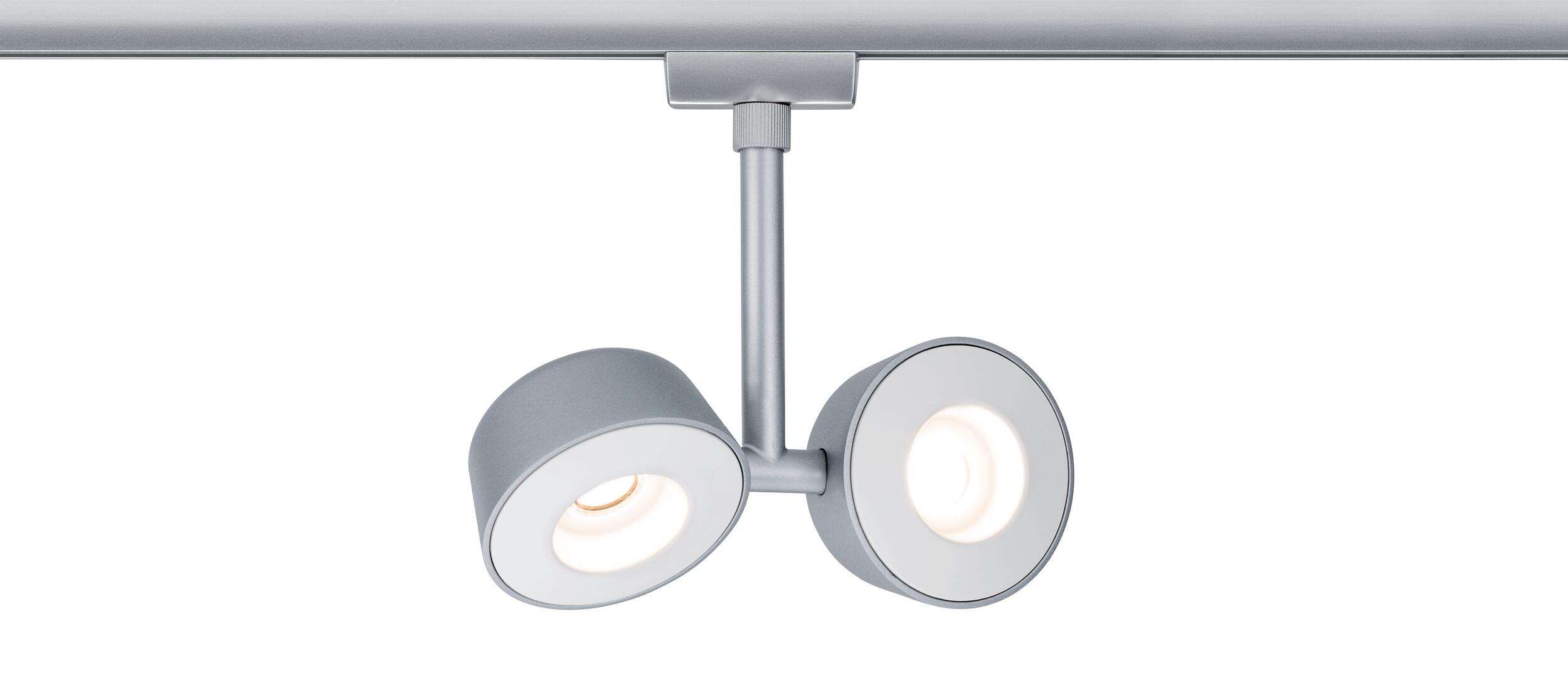 Spot double LED URail Pellet 2x4W 2700K métal Chrome mat, Blanc, PAULMANN - 2