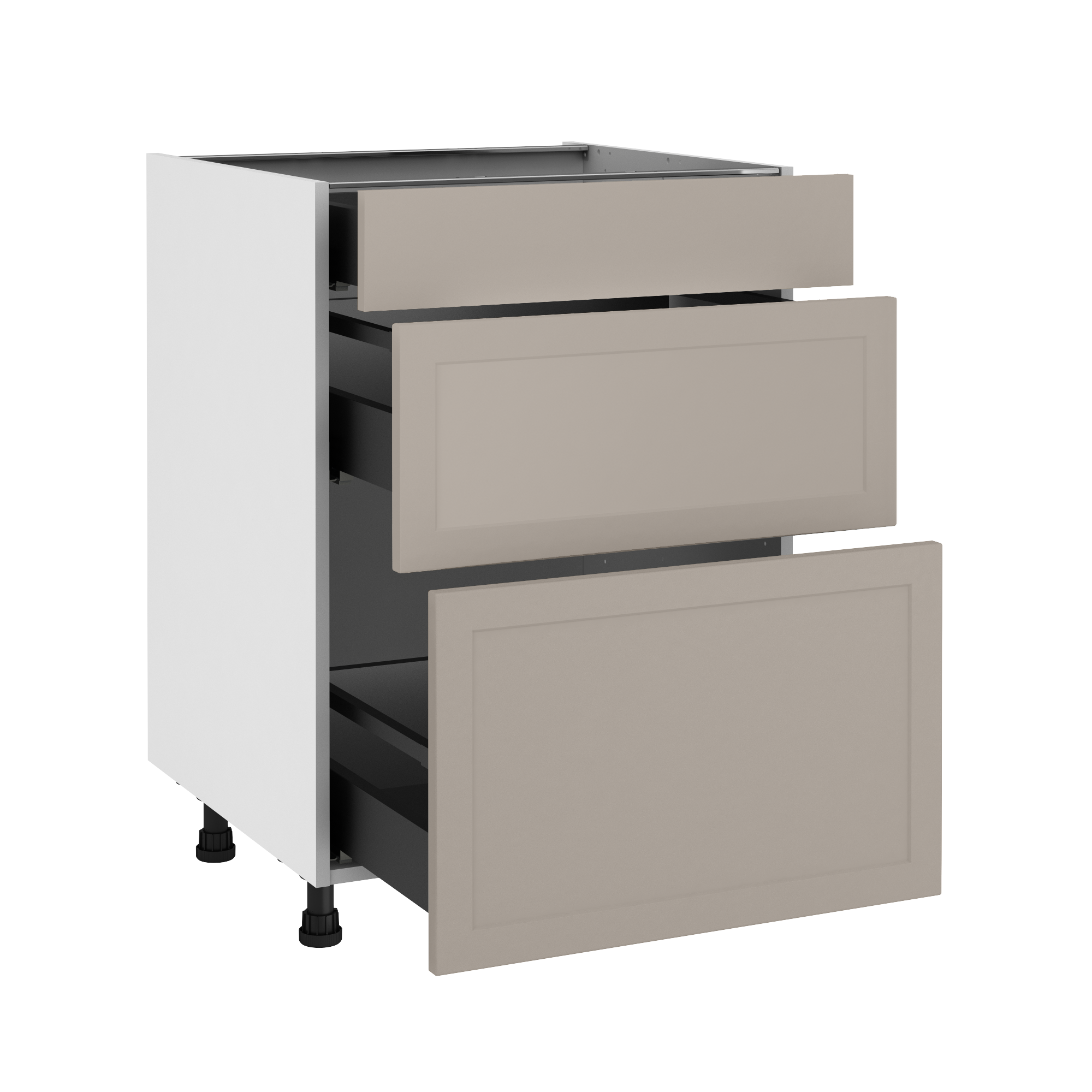 Szafka kuchenna kompletna Newport 60 cm taupe 3 szuflady Delinia iD