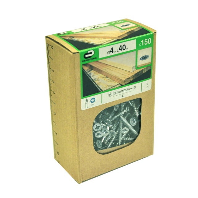 150 vis acier tête fraisée pozidriv STANDERS, Ø4 x L.40 mm