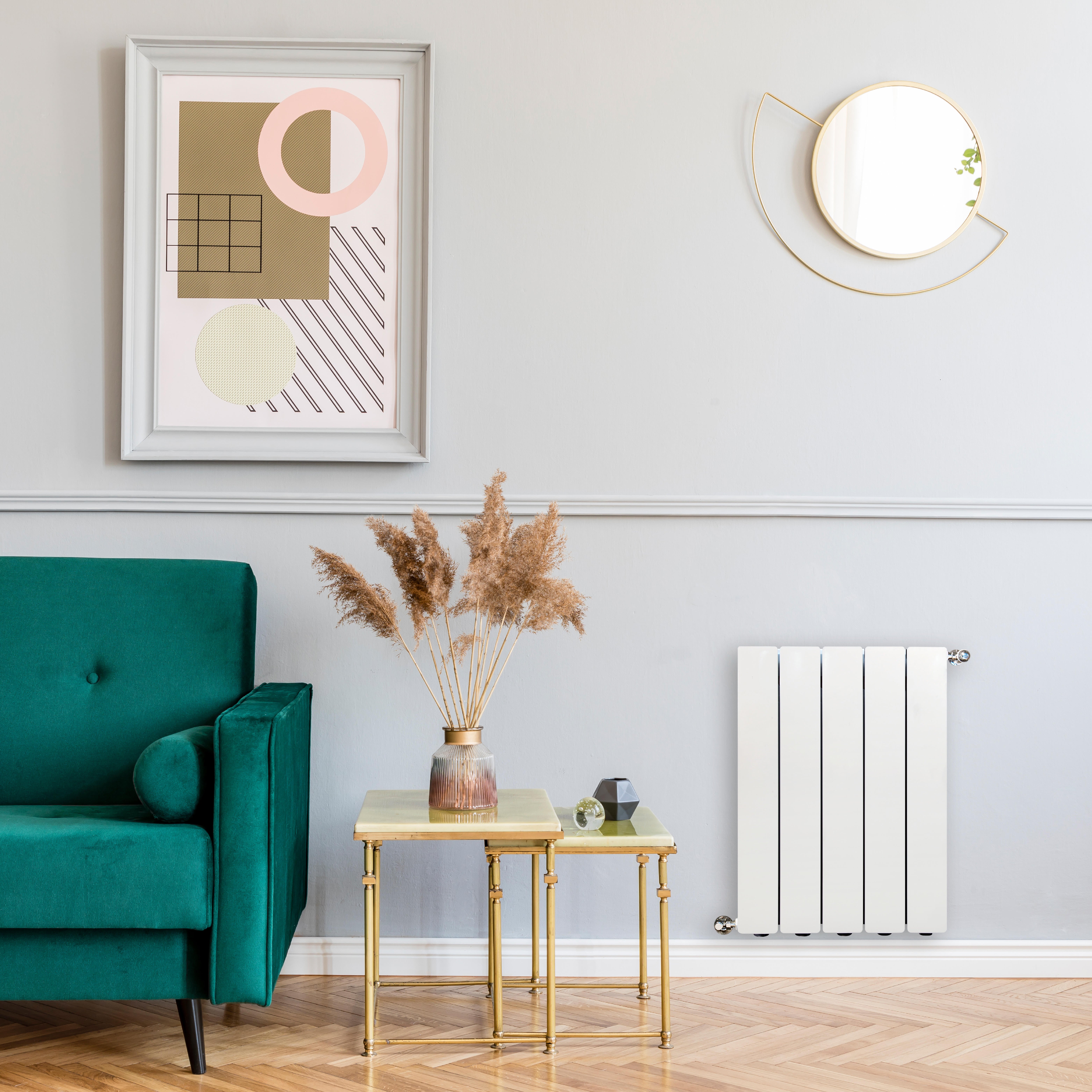 Radiateur eau chaude horizontal PRODIGE Modern blanc, 620W H.55.7 x l.40 cm - 2