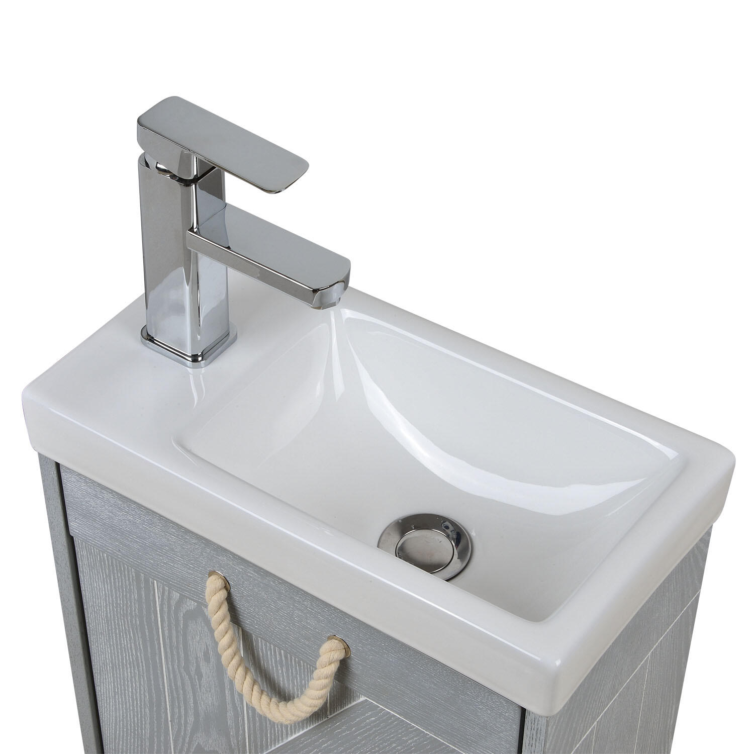 Meuble lave-mains l.40 x H.48 x P.20.5 cm, gris patiné, Seaside - 4