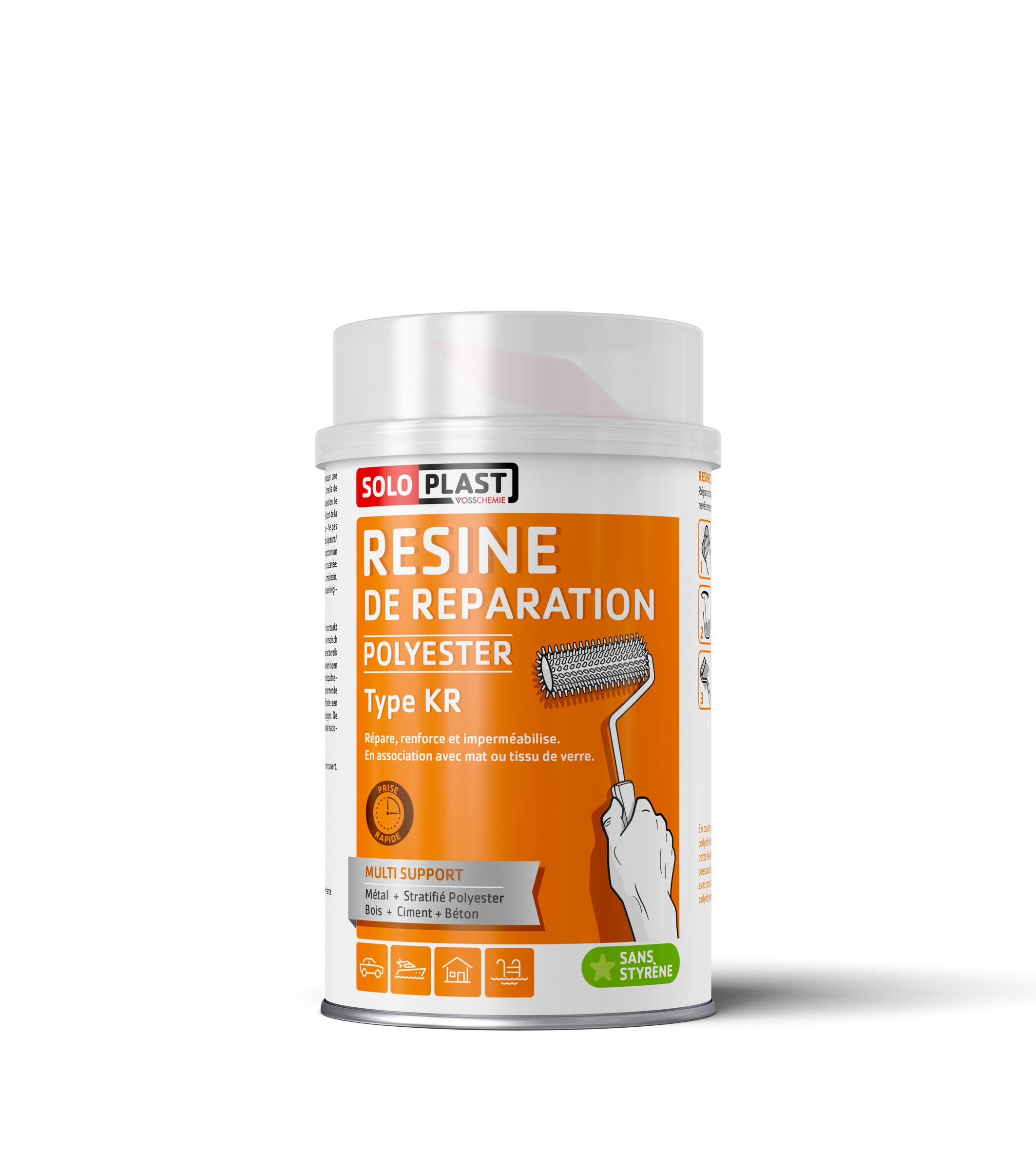 Colle de réparation liquide SOLOPLAST Polyester type kr transparent, 1Kg - 4