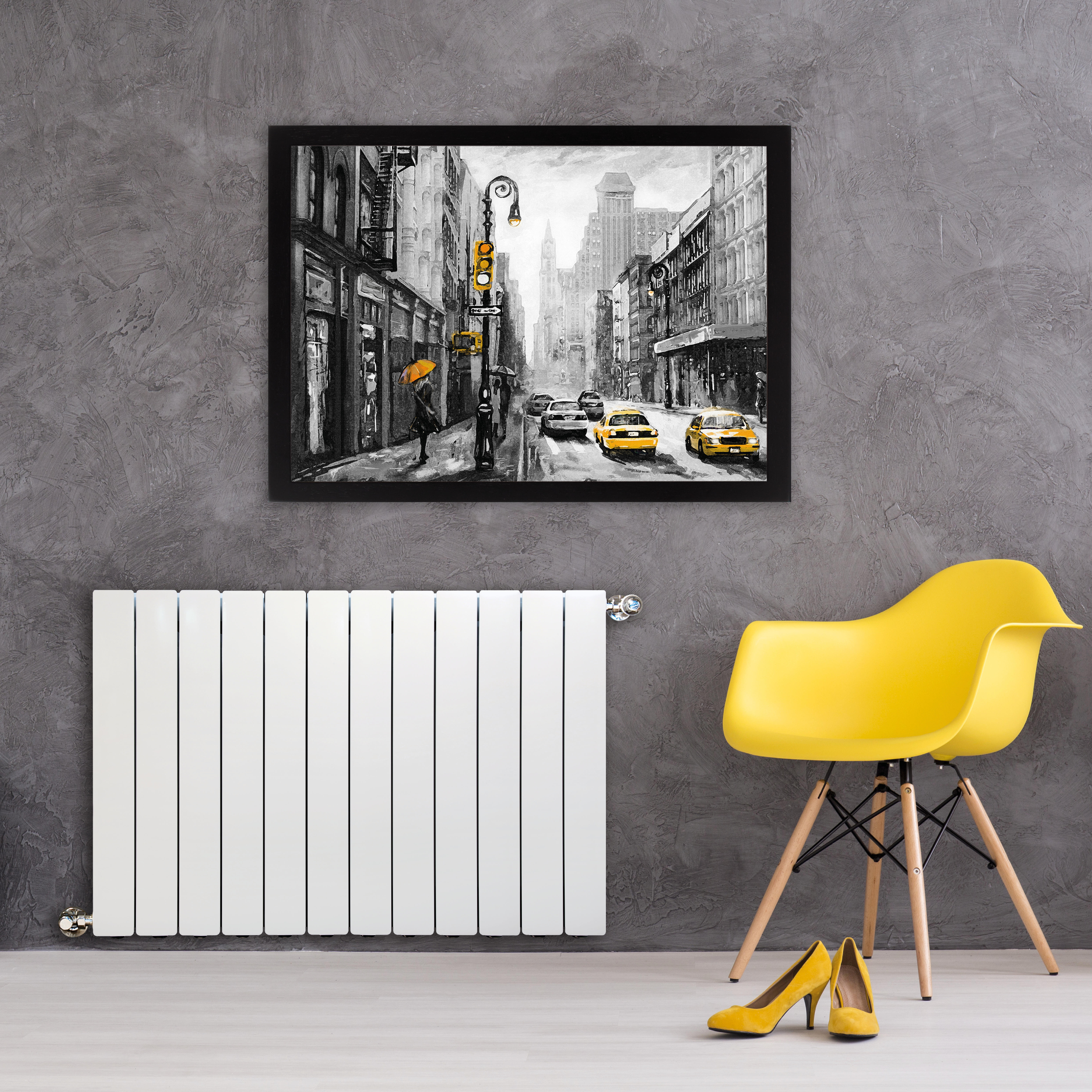 Radiateur eau chaude horizontal PRODIGE Modern blanc, 1722W H.65.7 x l.96 cm - 2