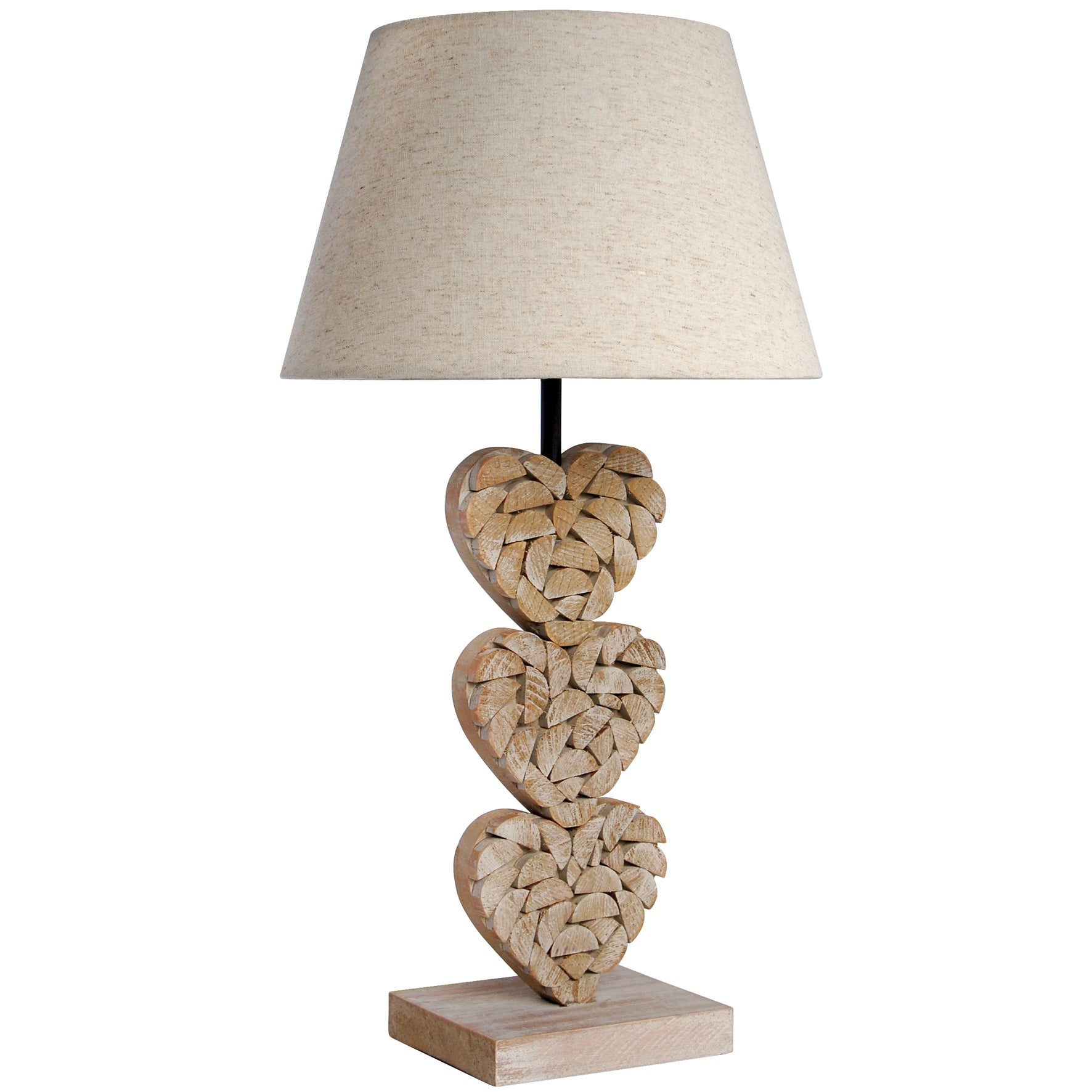 Lampe Carlita, Bois, Beige, H.63.5 Cm, E27 