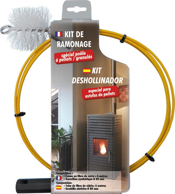 Kit de ramonage AUTOGYRE, Canne 3 m, hérisson synthétique, diam. 80mm - 2