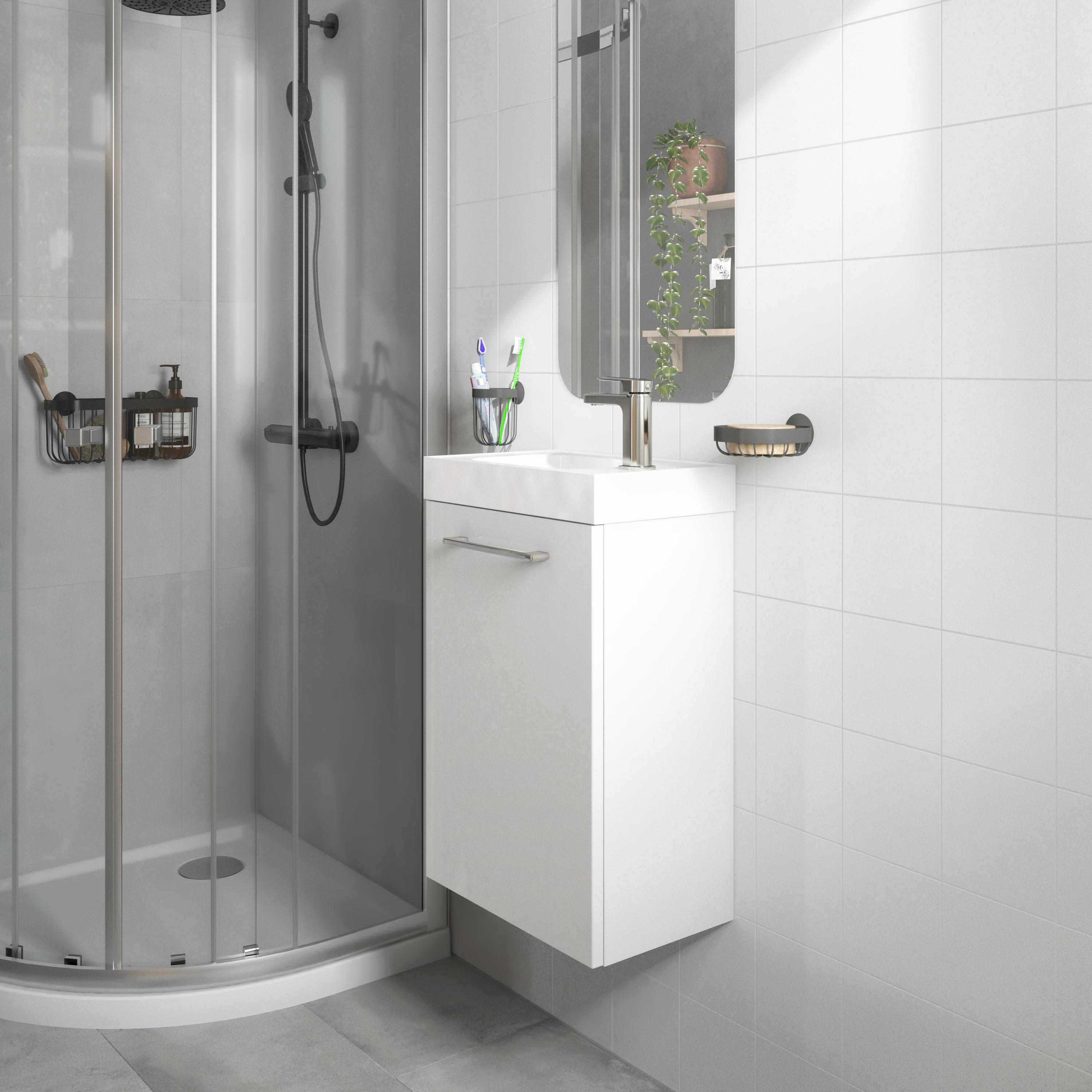 Meuble lave-mains 1p l.40 x H.57.7 x P.24 cm blanc brill Remix - 5