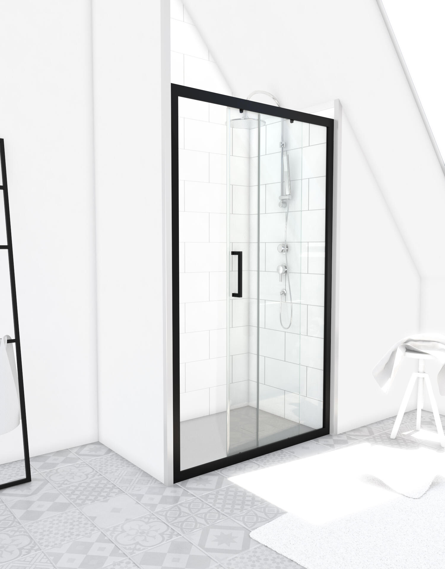 Porte de douche noir L.120 cm Factory - 3
