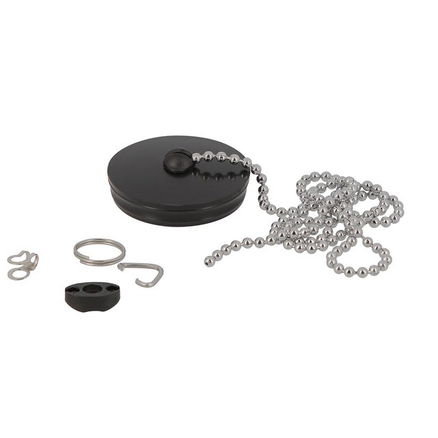 Bouchon 52 mm pour évier grès, chainette 300 mm + borne d'attache
