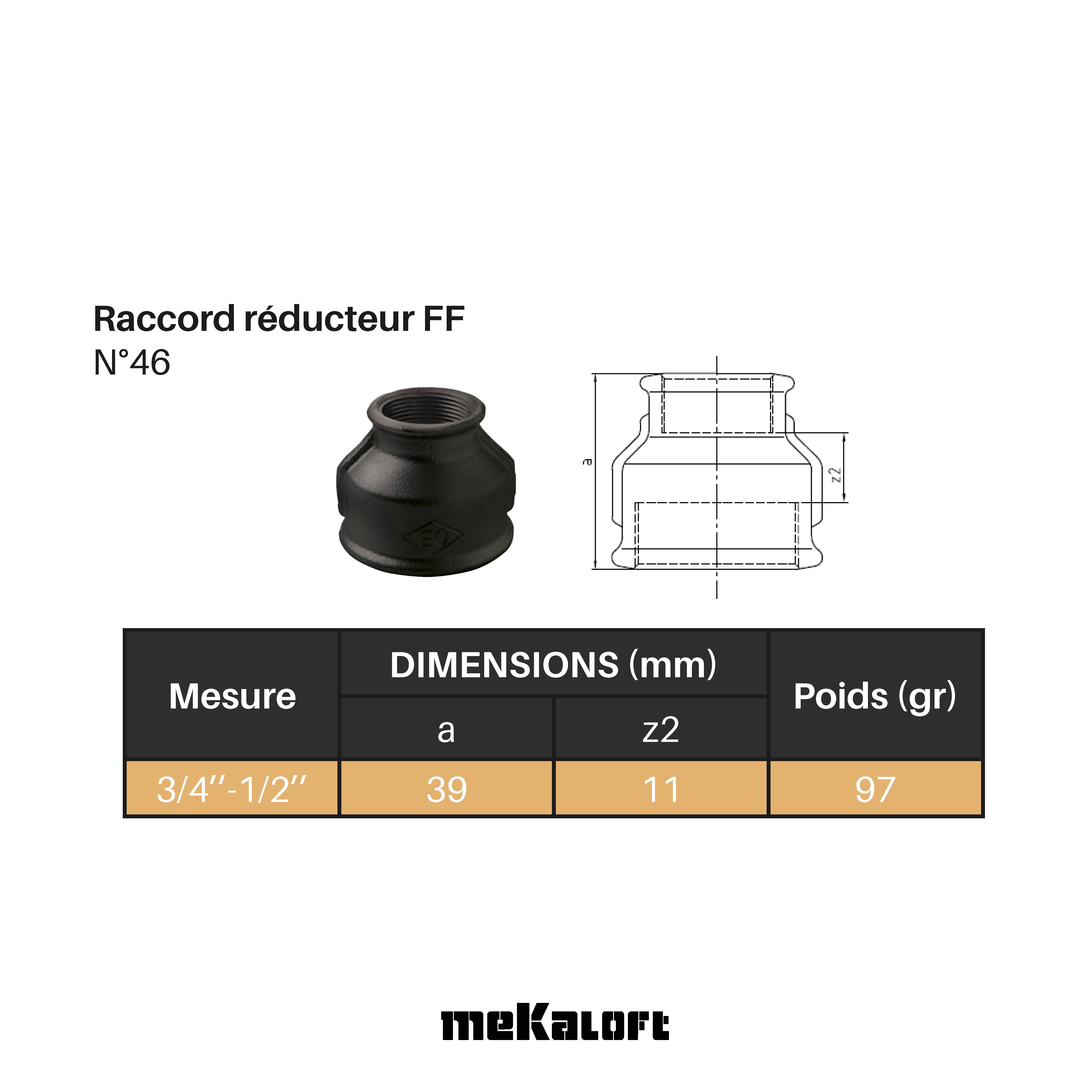 Raccord réducteur à serrer fonte F 20 x 27 pour acier - 2