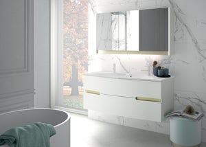 Meuble double vasque, 2t l.130.2 x H.53.6 x P.51.6 cm, blanc, Egerie