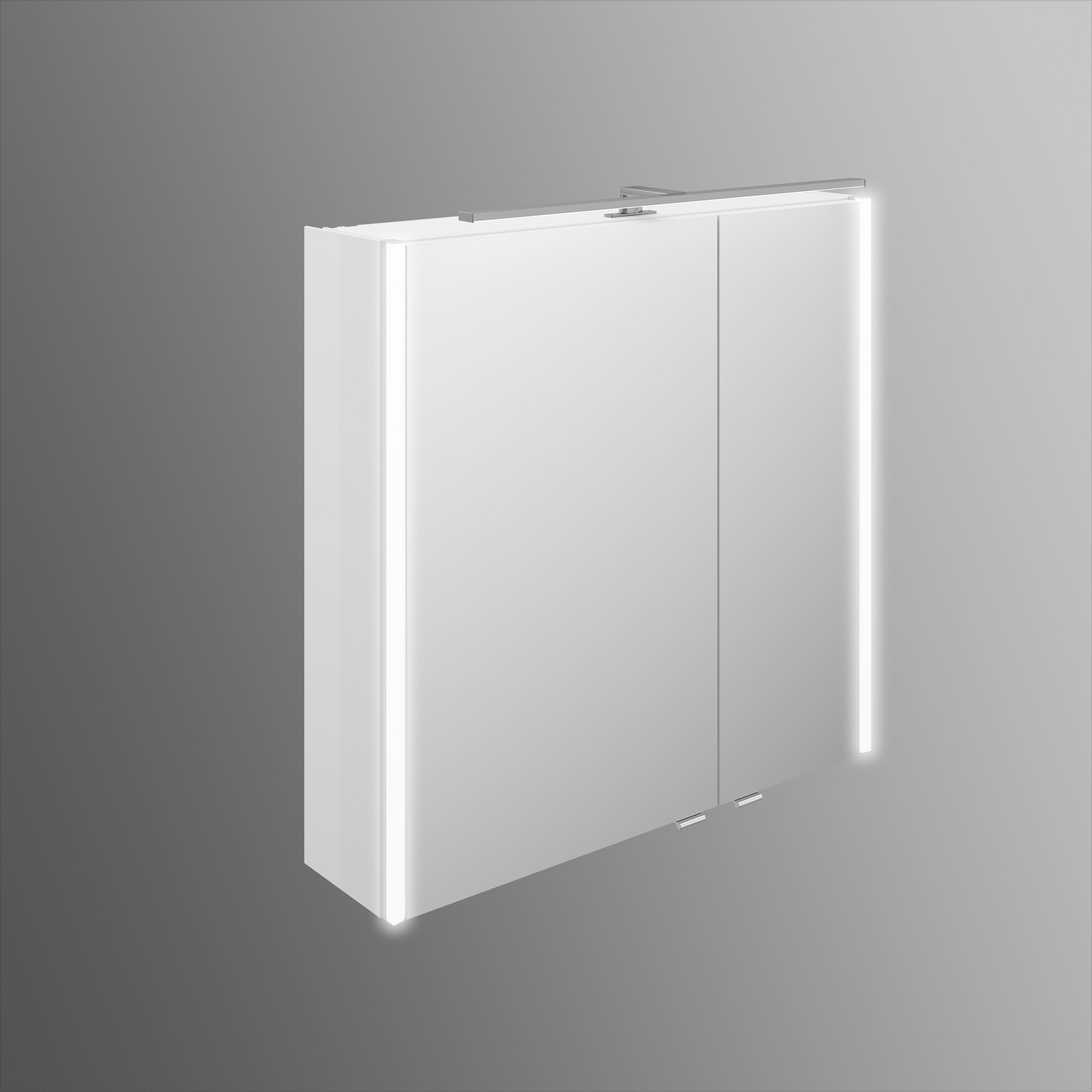 Armoire De Toilette Lumineuse Talos Oval Vento 45x80 Cm Noir - Miroir, 2 étagères En Verre, éclairage LED - Aluminium, Fond Miroir