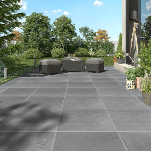 Carrelage sol extérieur effet pierre gris Lazy l.45 x L.45 cm