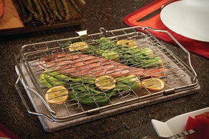Plat à Poisson Grillé Rectangulaire Inox - Grand, Profond, Anti-débordement Pour Four Et Barbecue