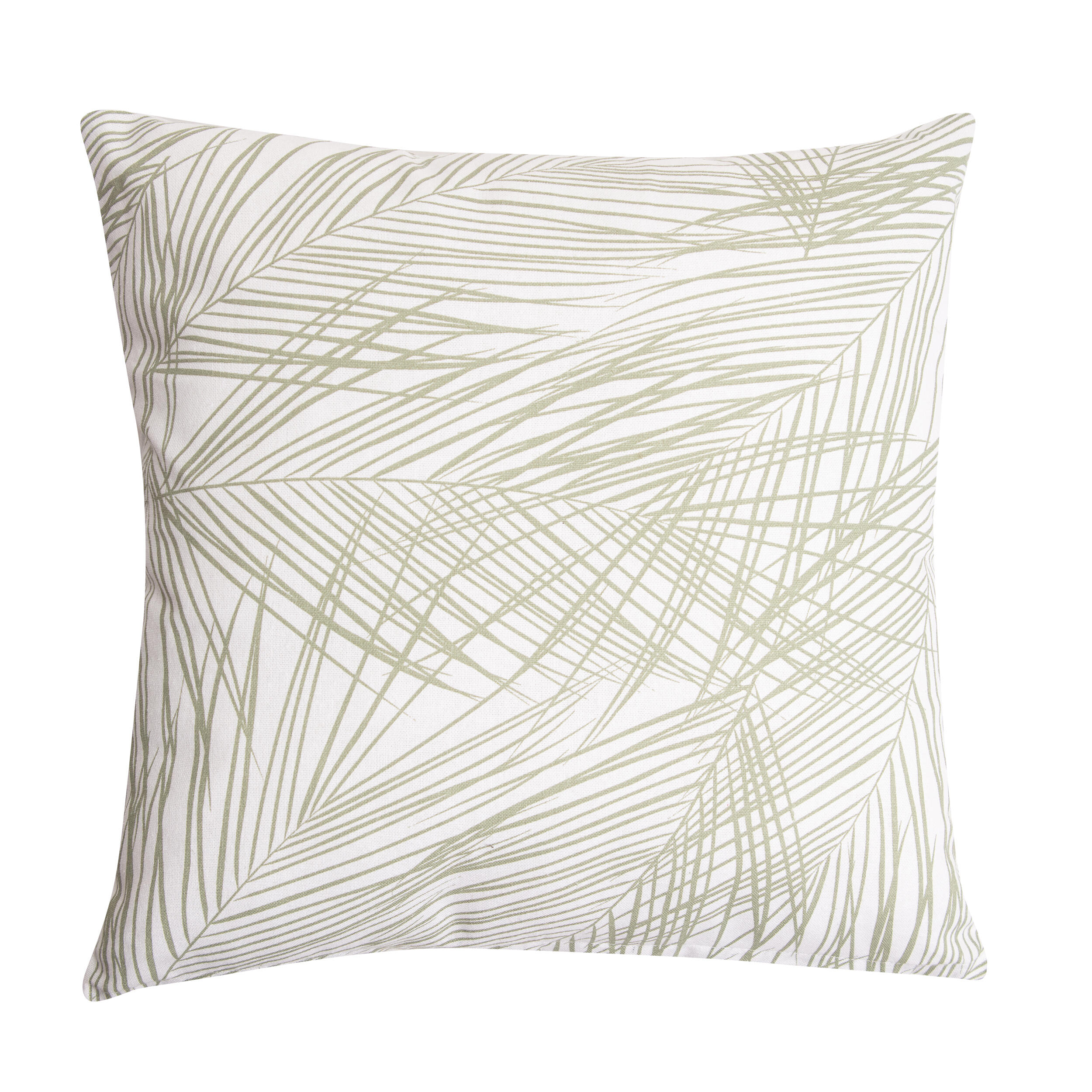 Cojín decorativo cuadrado ianna planta algodón poliéster blanco y verde doble cara 45x45cm
