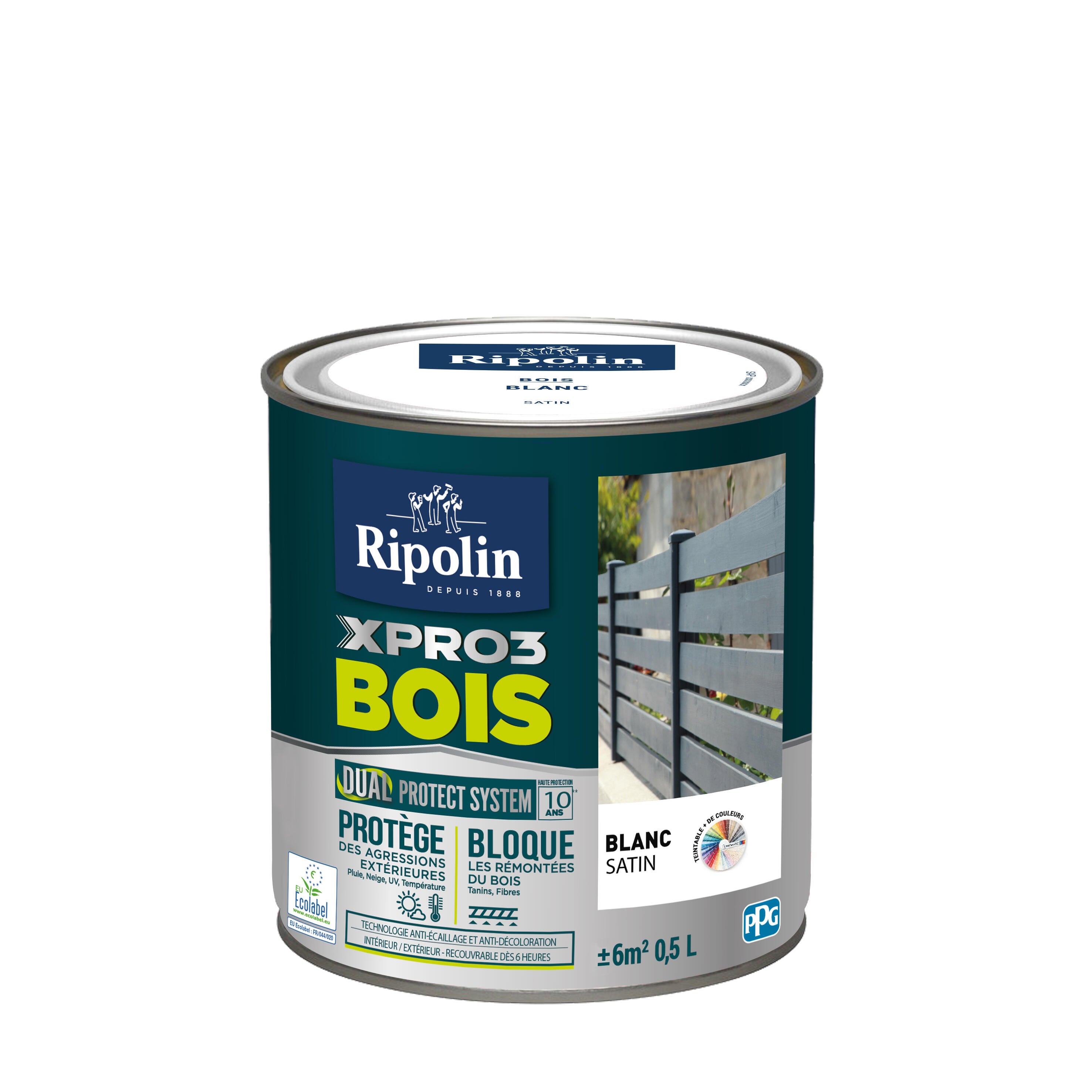 Peinture extérieure bois Xpro3 RIPOLIN blanc satiné 0.5L - 3