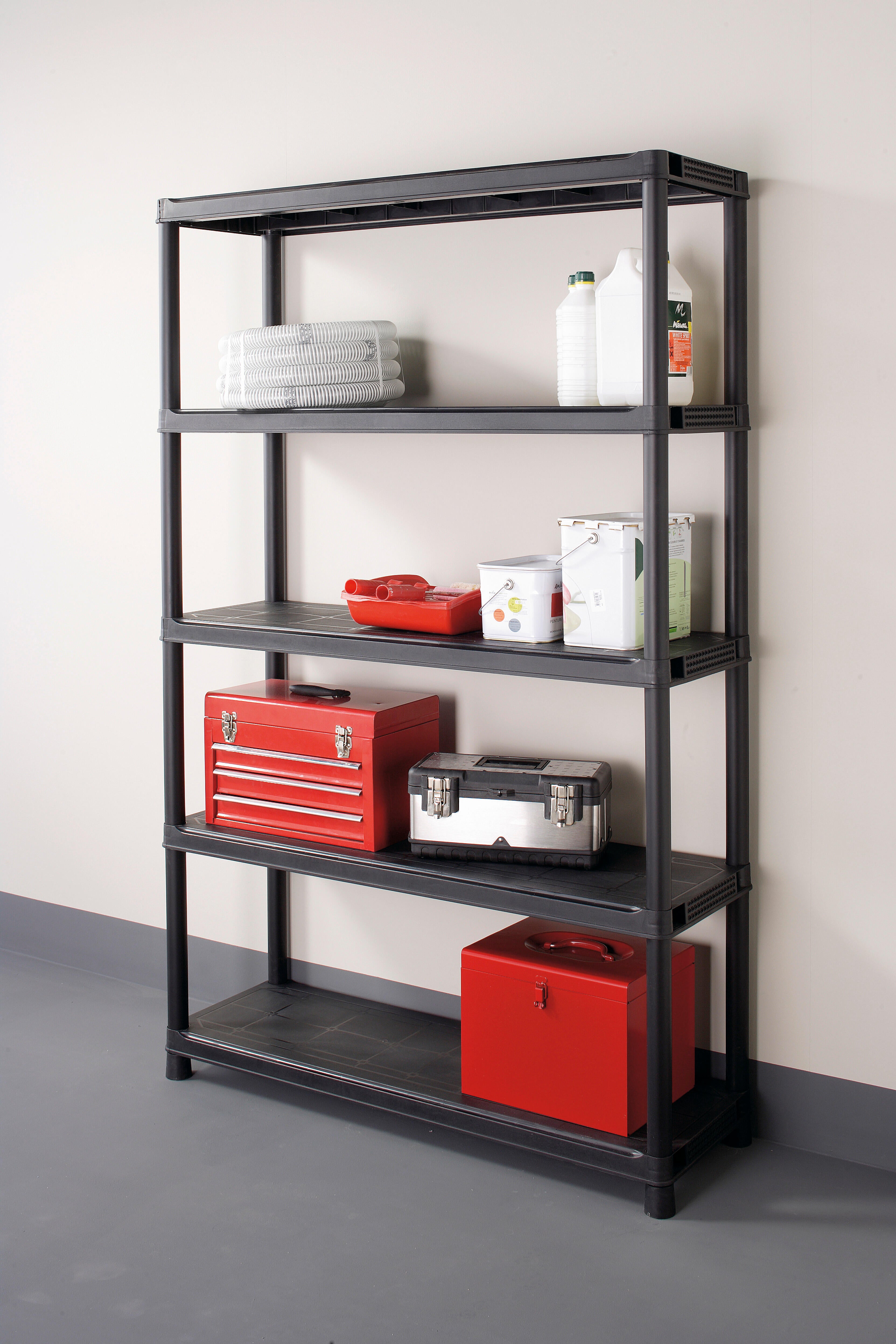 Etagère résine KIS, 5 tablettes, noir l.120 x H.187 x P.40 cm - 3