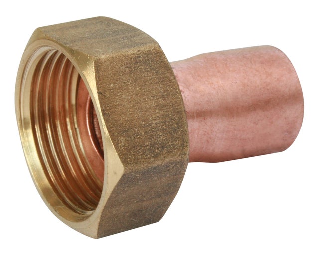 Raccord droit avec écrou prisonnier à visser cuivre D.14 pour tube en cuivre
