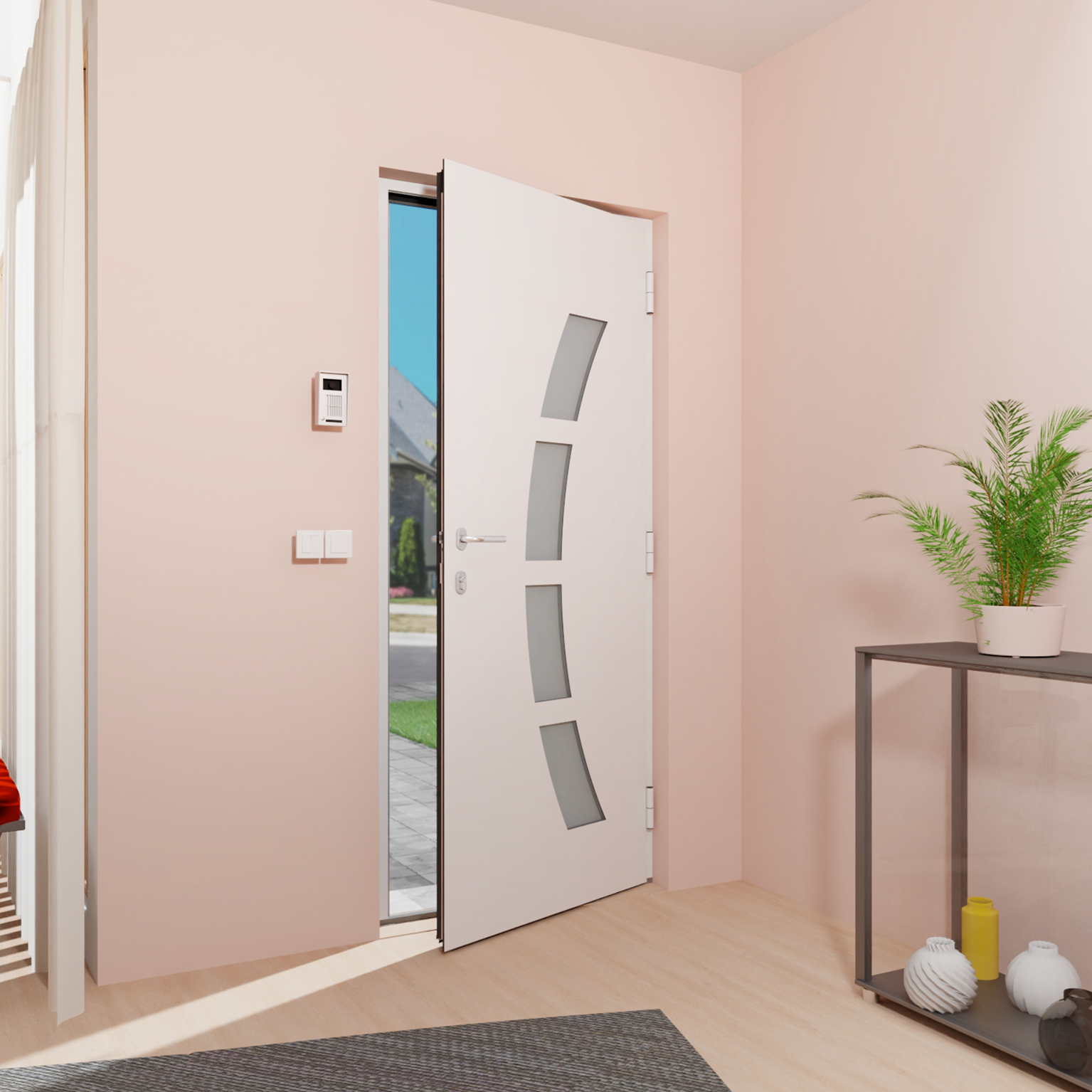 Porte d'entrée Alu Toledo 2 Essentiel H.215 x l.90 cm vitrée blanc, pous. gauche - 2