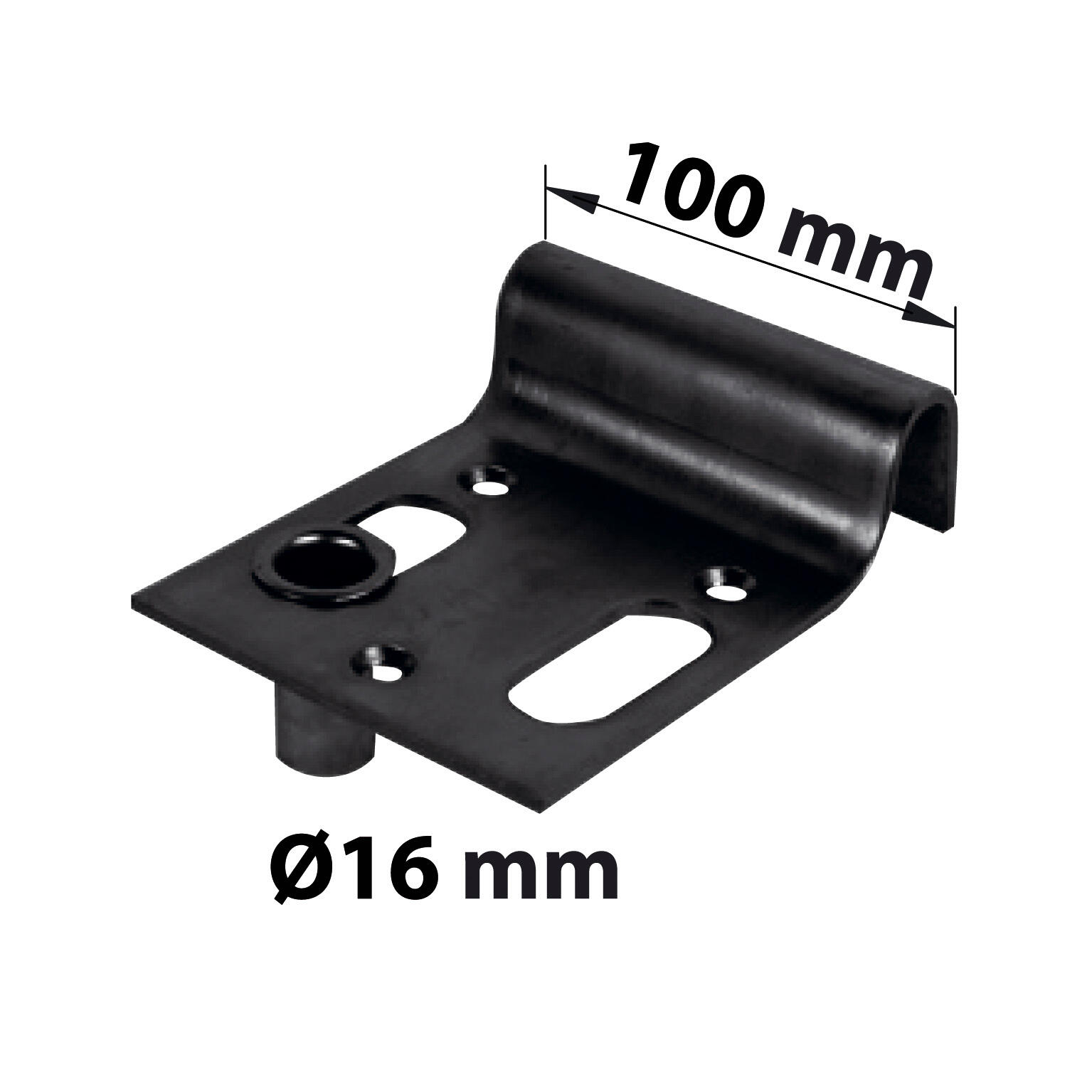 Sabot de portail + gâche réglable à visser, en acier noir H.33 x L.140 x P.100mm - 3