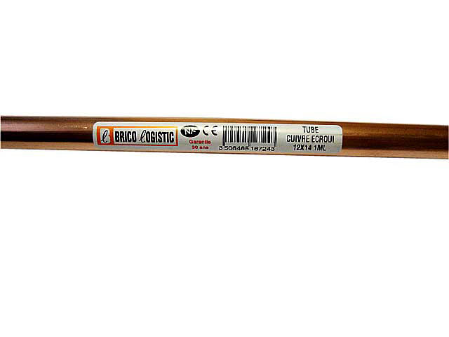 Tube de cuivre écroui, ⌀14mm, en barre de 2m