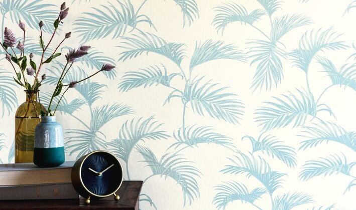 Papier peint intissé Jungle palmes bleu | Leroy Merlin